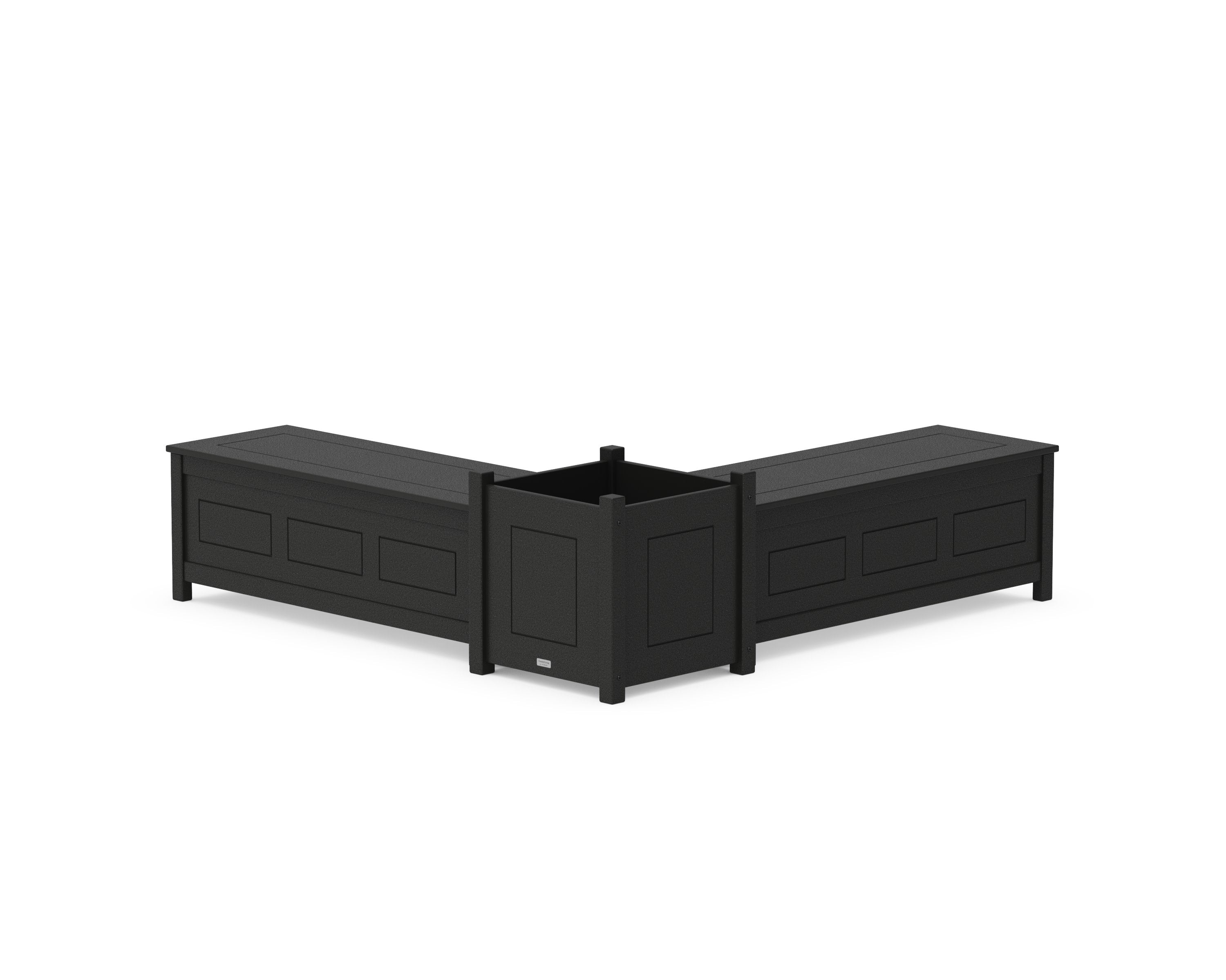 48" Country Living L- Shaped Planter Storage Bench Set- Large in Black
