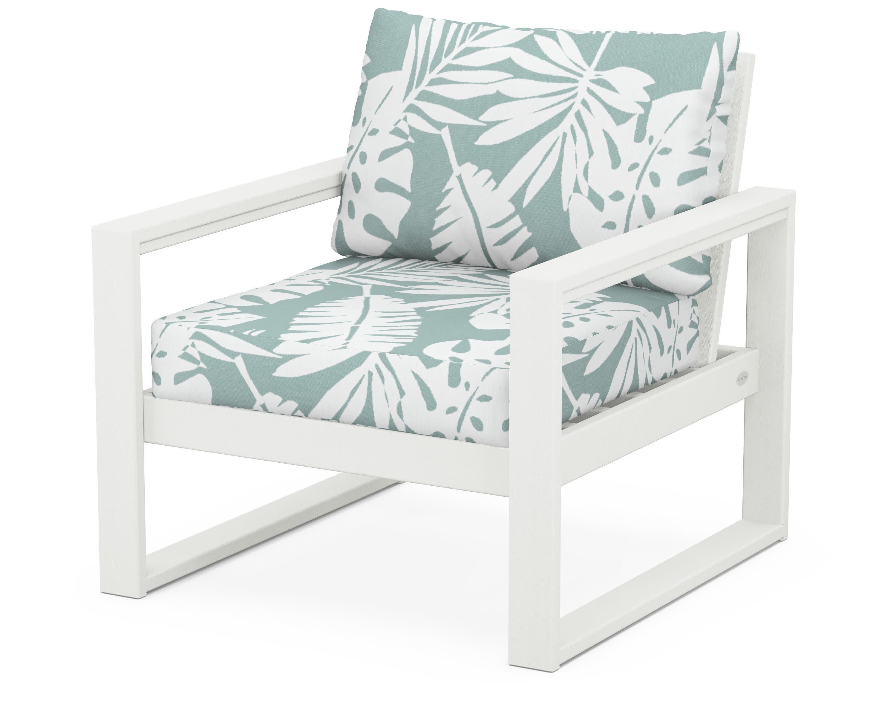 EDGE Club Chair in Vintage White / Leaf Glacier Spa