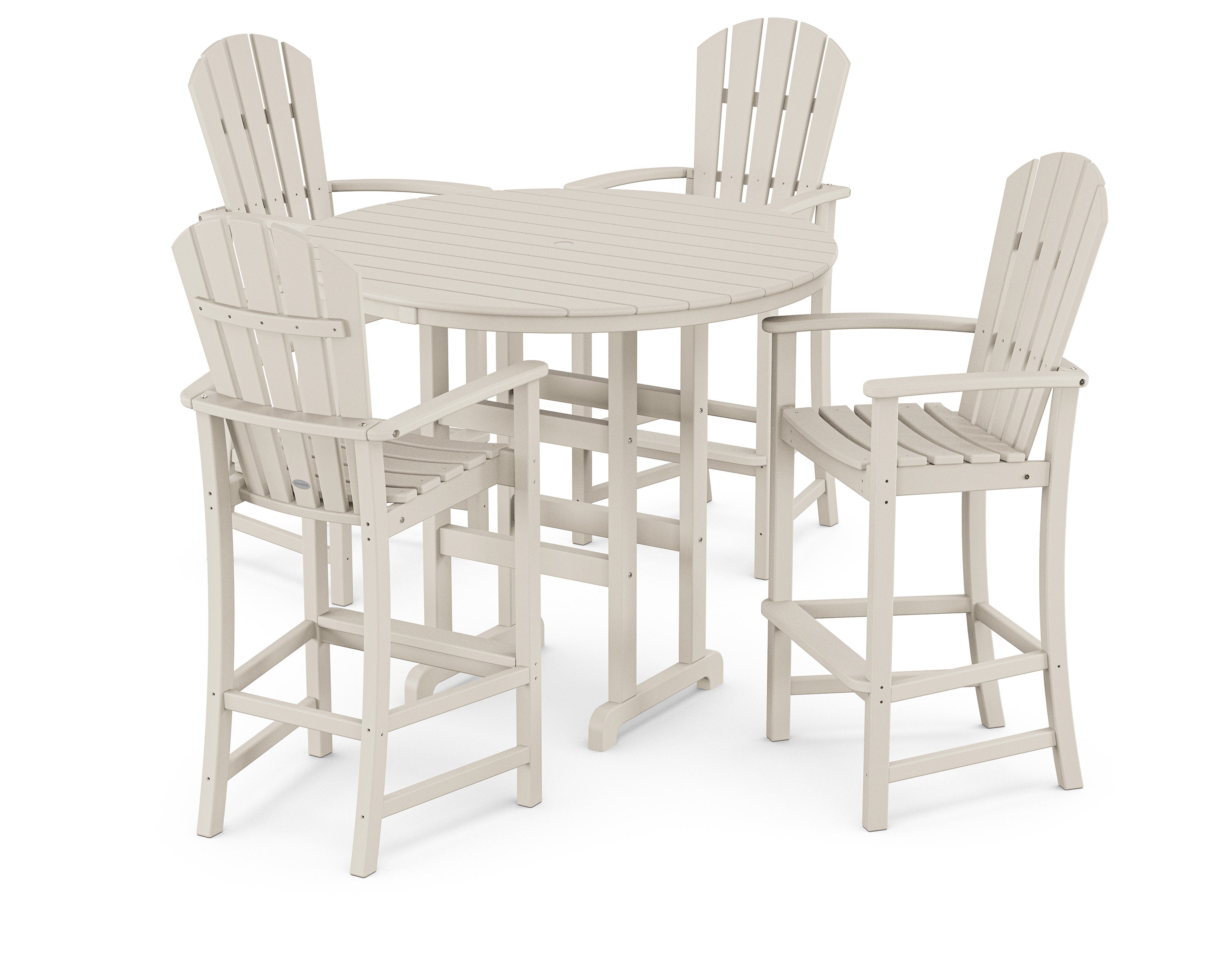 Palm Coast 5-Piece Round Farmhouse Bar Set in Sand