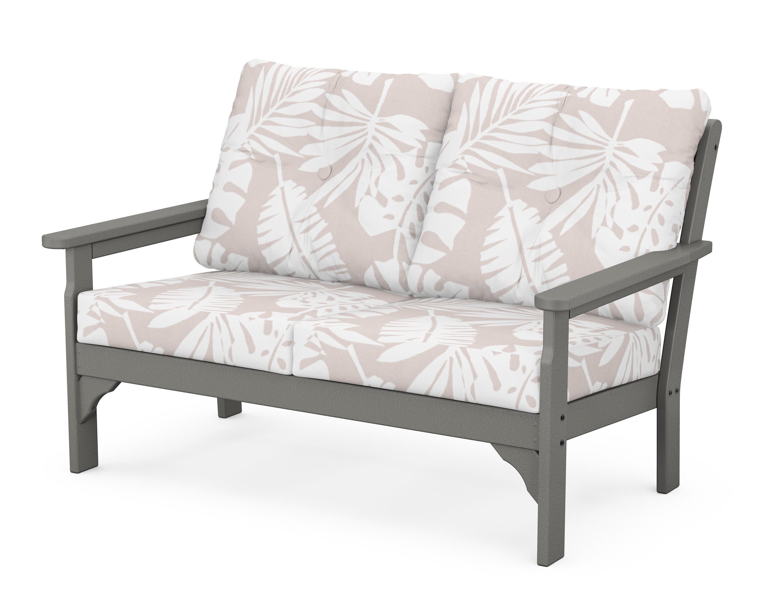 Vineyard Deep Seating Loveseat in Slate Grey / Leaf Dune Burlap