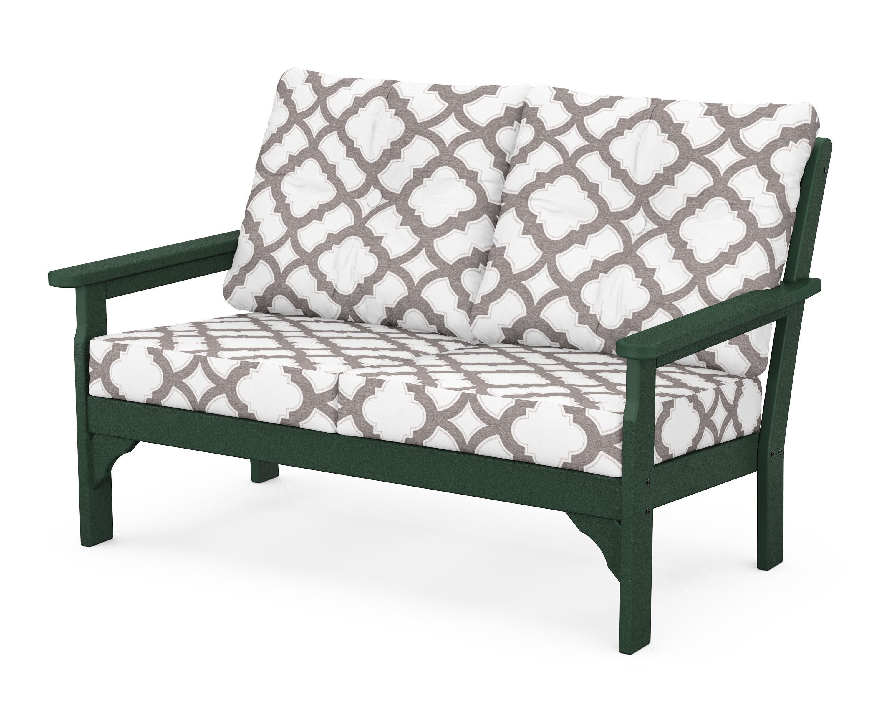 Vineyard Deep Seating Loveseat in Green / Trellis Grey Mist