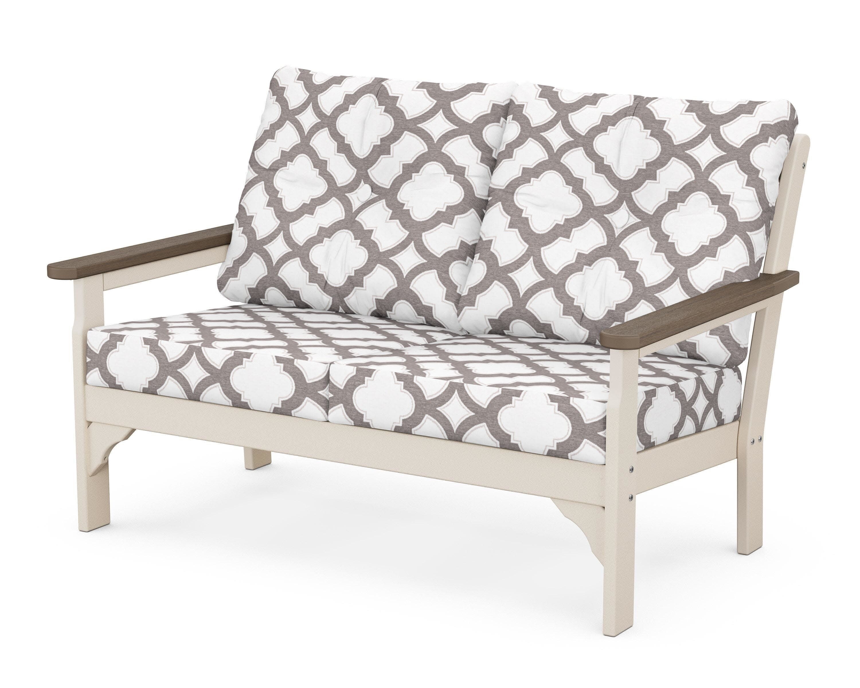 Vineyard Deep Seating Loveseat in Sand / Kona / Trellis Grey Mist