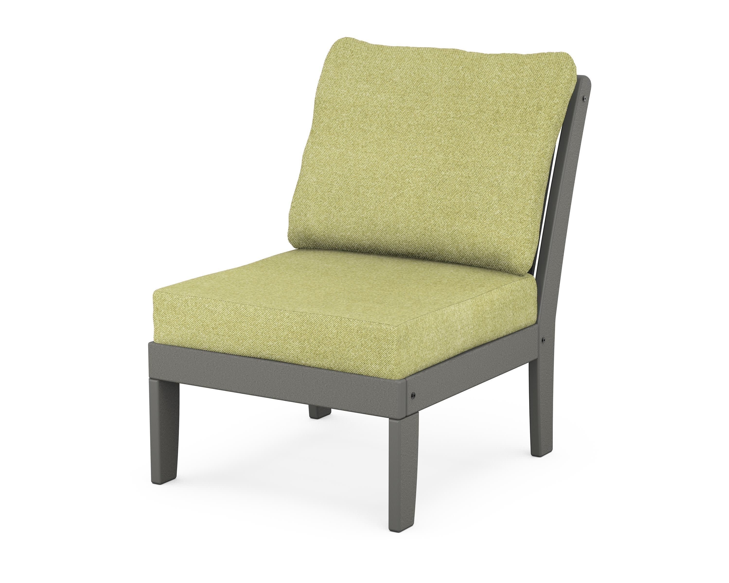 Braxton Modular Armless Chair in Slate Grey / Chartreuse Boucle
