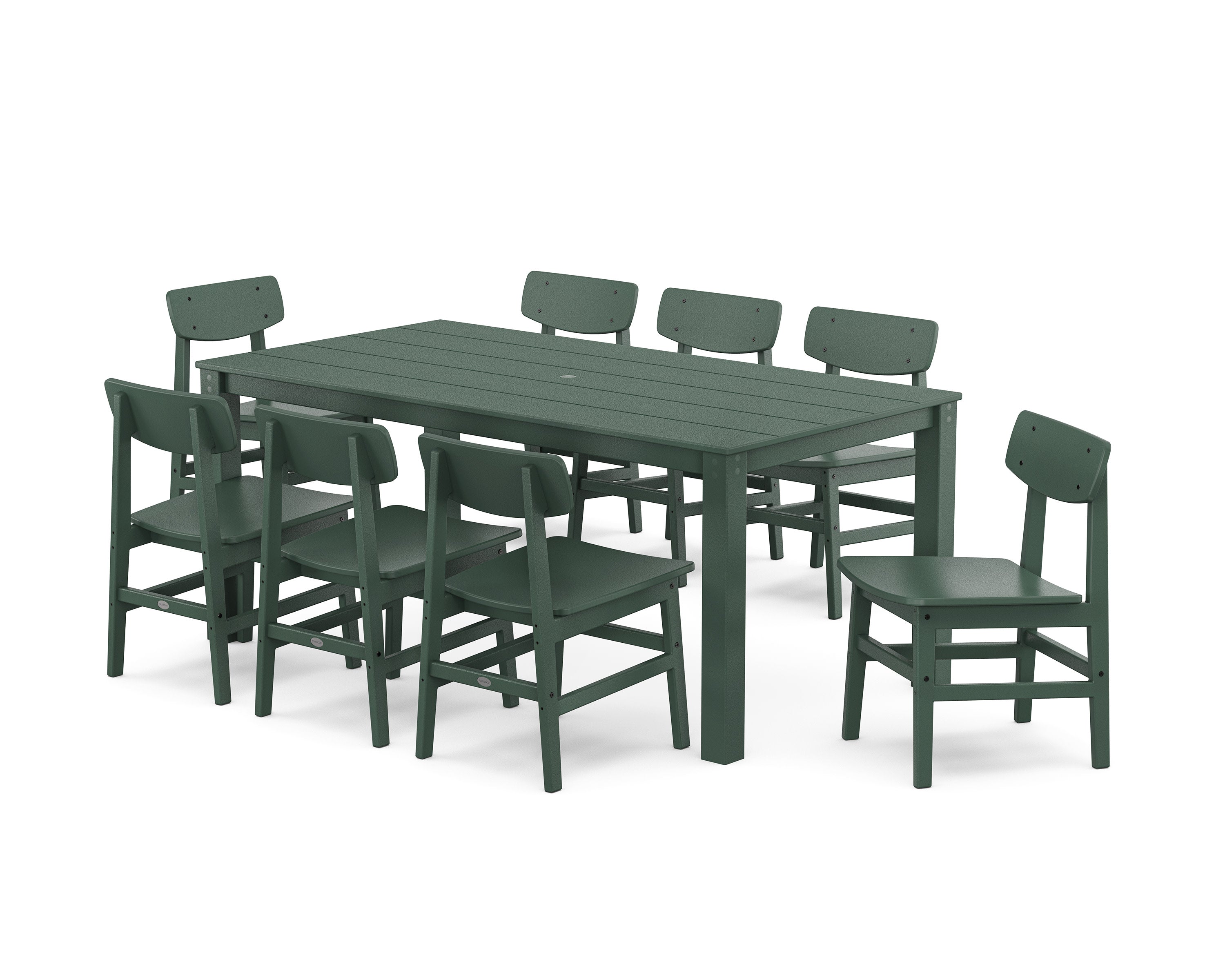 Modern Studio Urban Chair 9-Piece Parsons Dining Set in Green