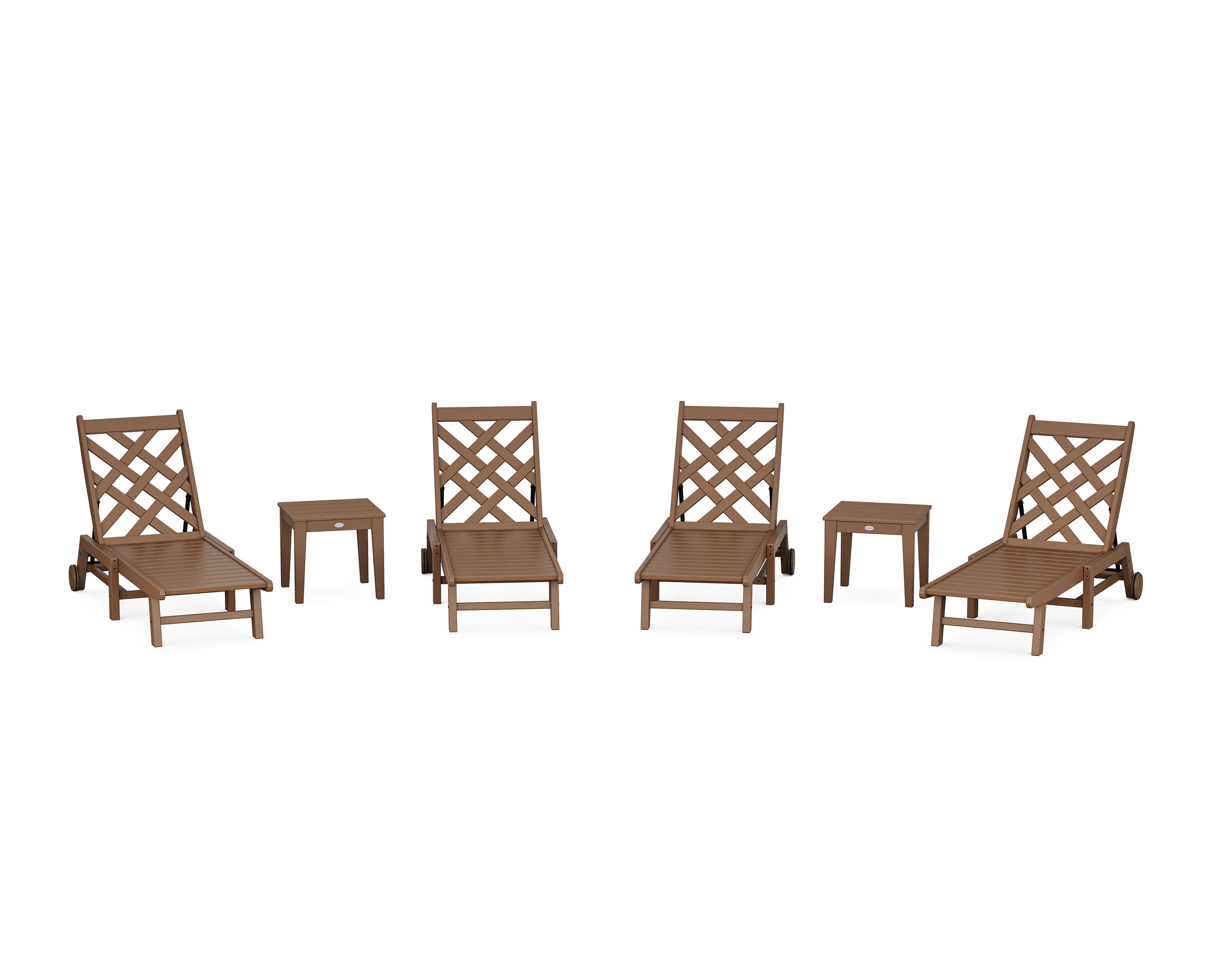 Wovendale 6-Piece Chaise Set with Wheels in Teak