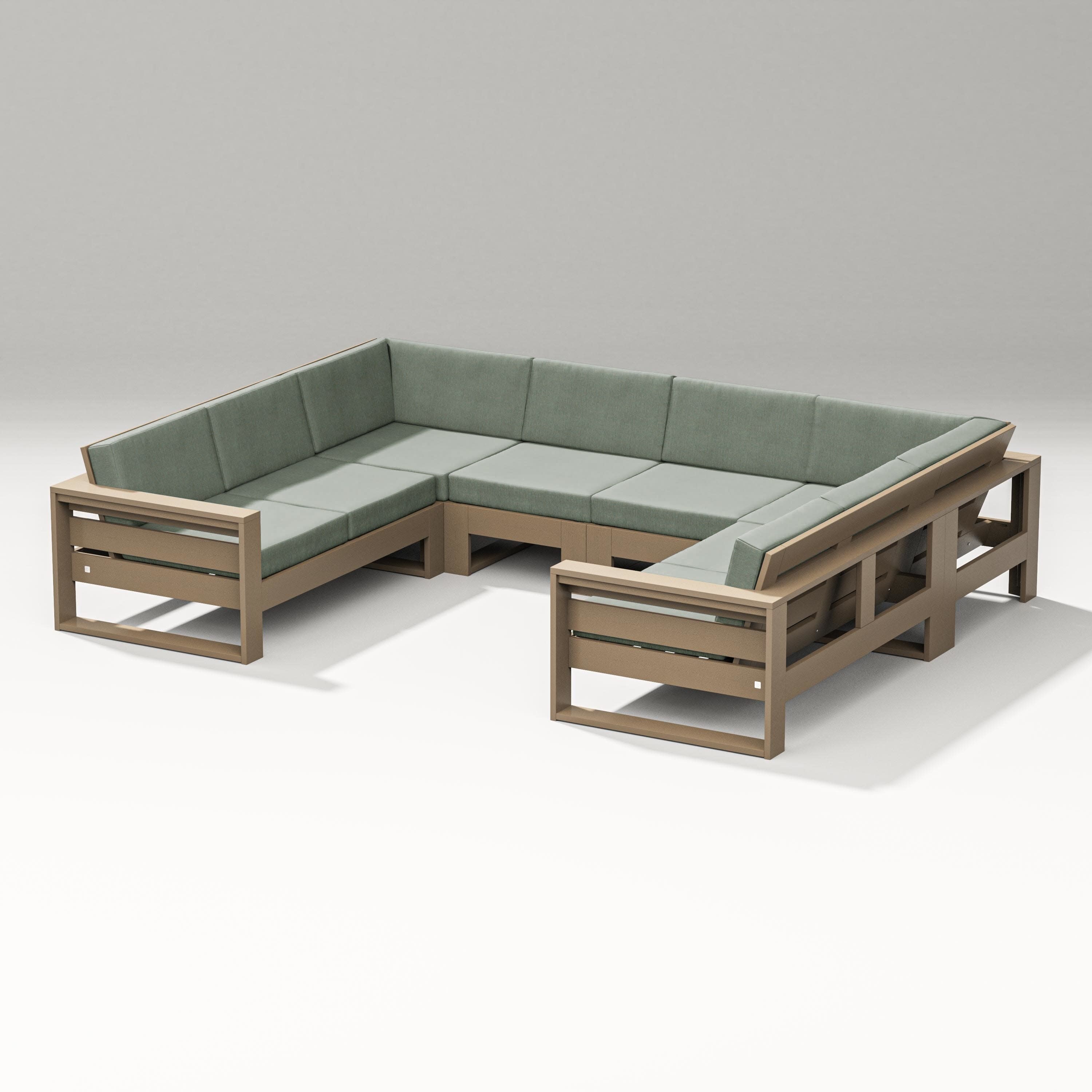 Latitude U-Shaped Sectional in Vintage Sahara / Cast Sage