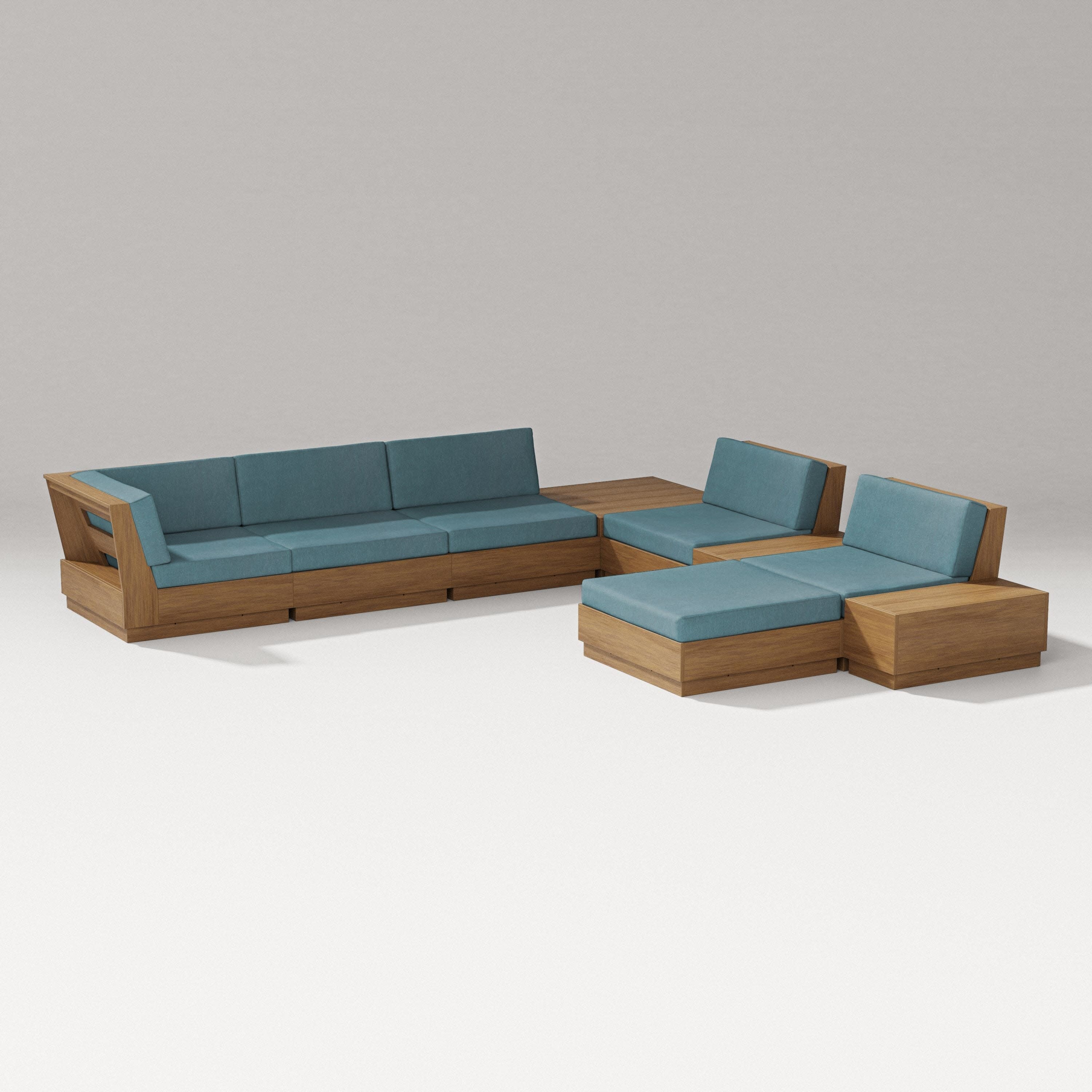 Elevate 9-Piece Conversation Sectional in Natural / Ocean Teal