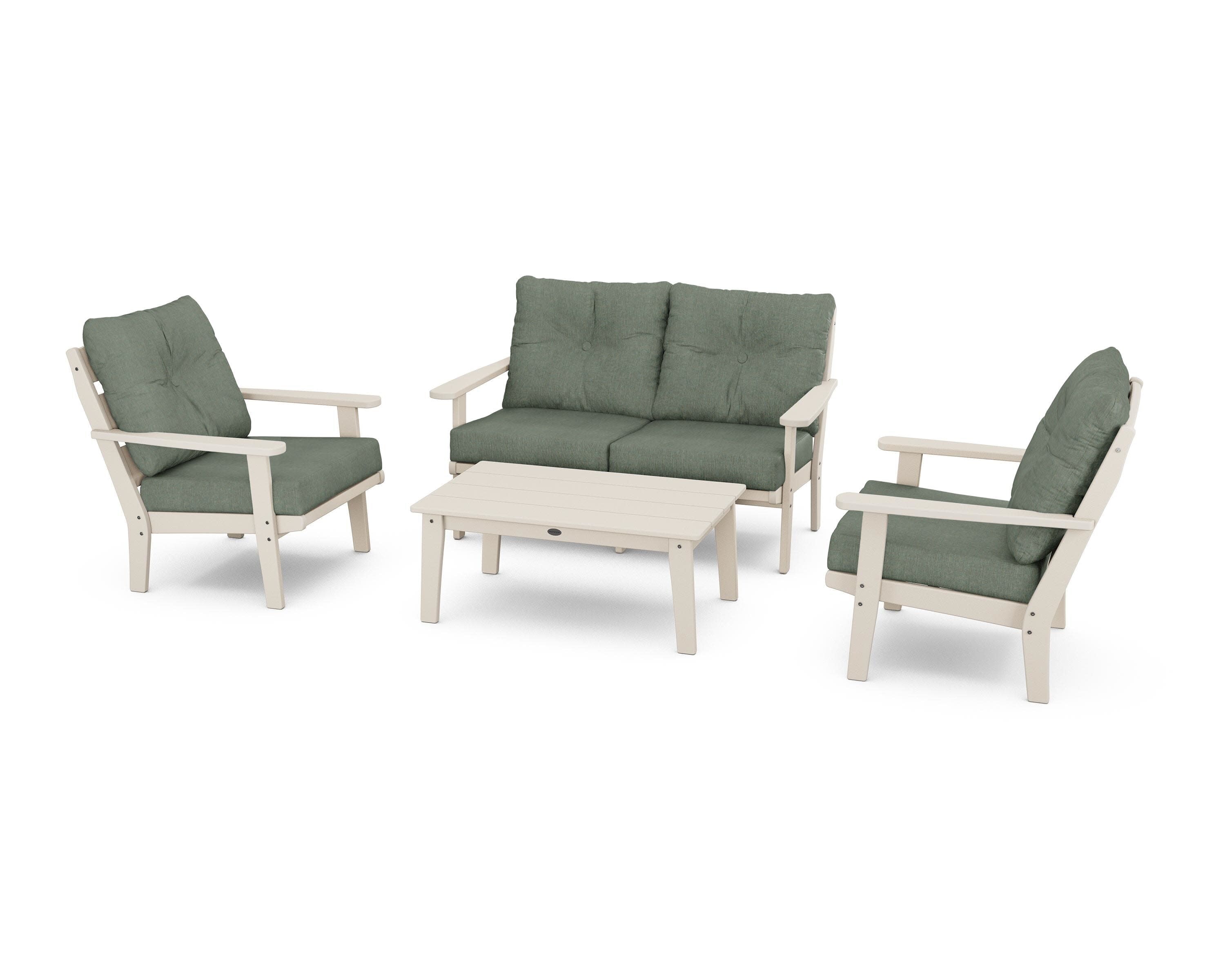 Lakeside 4-Piece Deep Seating Set in Sand / Cast Sage