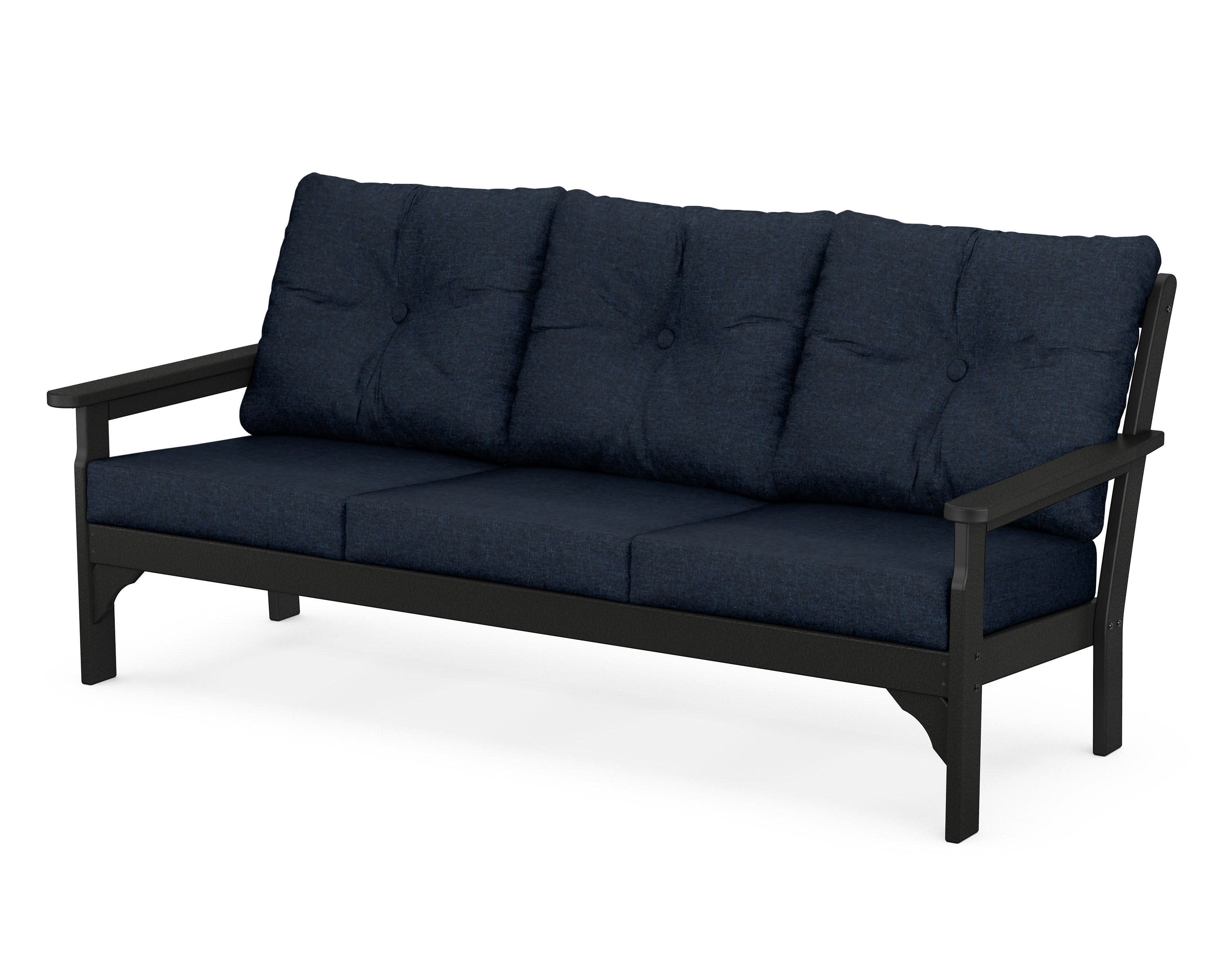 Vineyard Deep Seating Sofa in Black / Marine Indigo