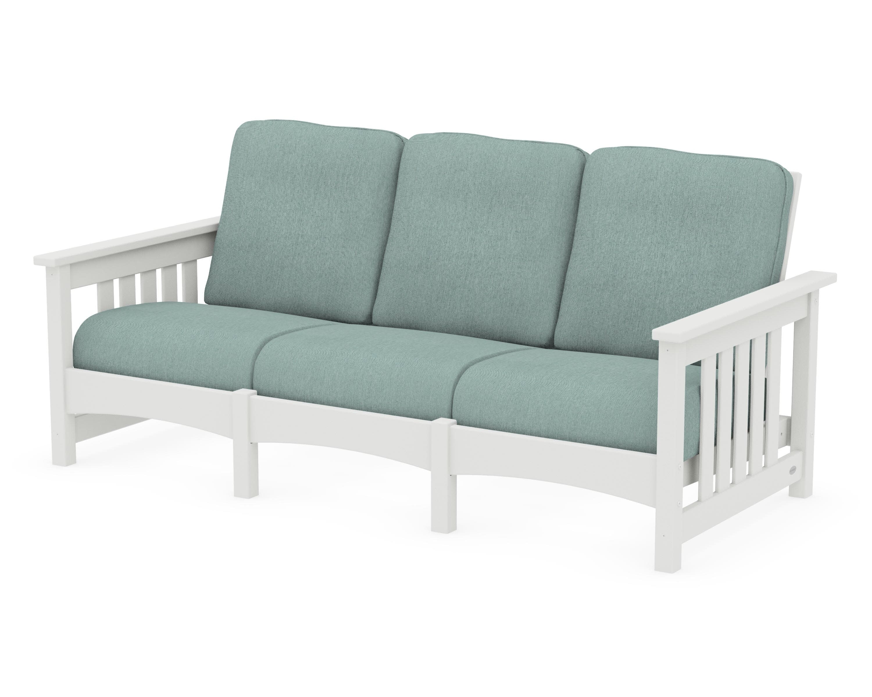 Club Mission Sofa in Vintage White / Glacier Spa
