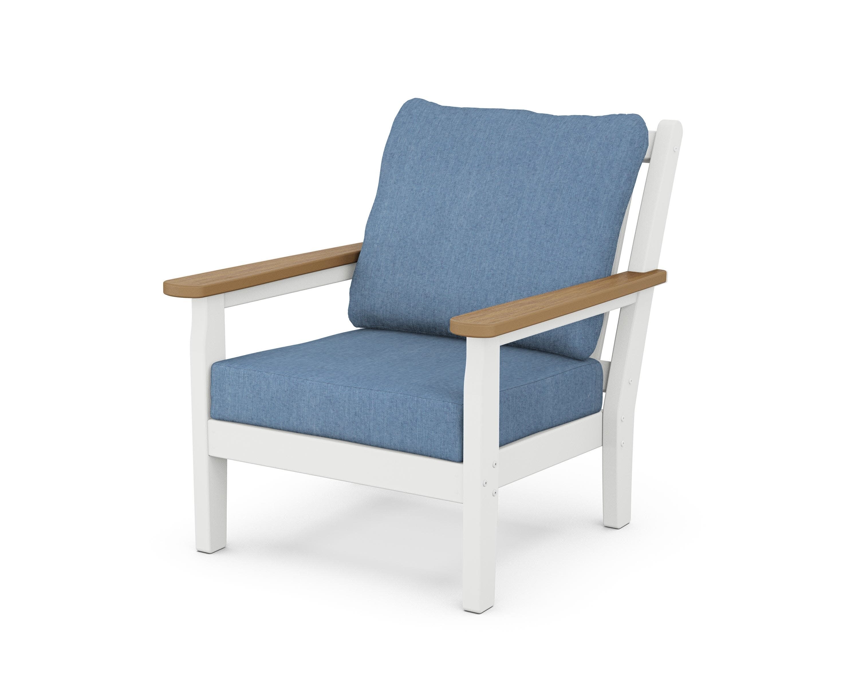 Chippendale Deep Seating Chair in White / Natural / Sky Blue