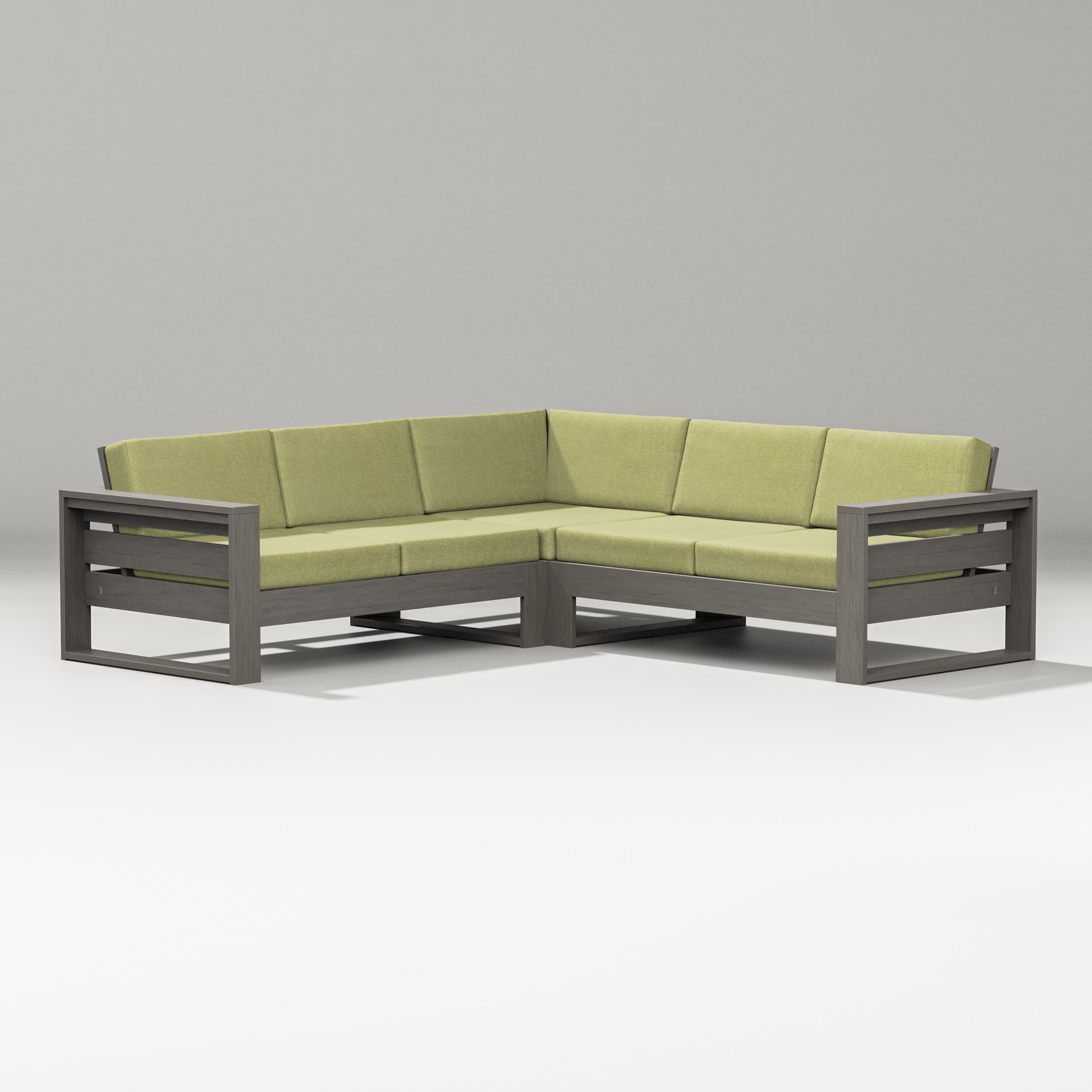 Latitude Corner Sectional in Driftwood / Chartreuse Boucle