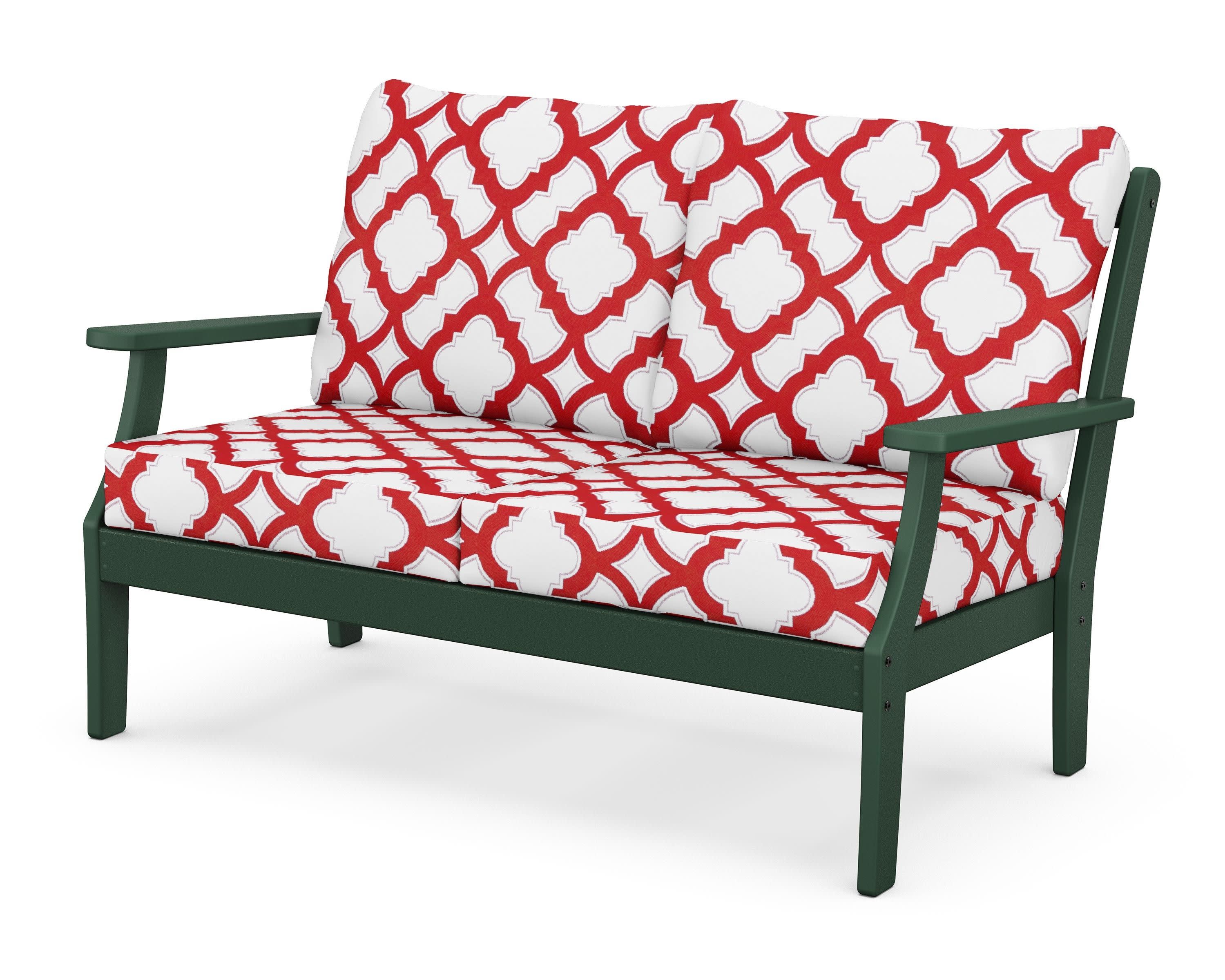 Braxton Deep Seating Loveseat in Green / Trellis Crimson