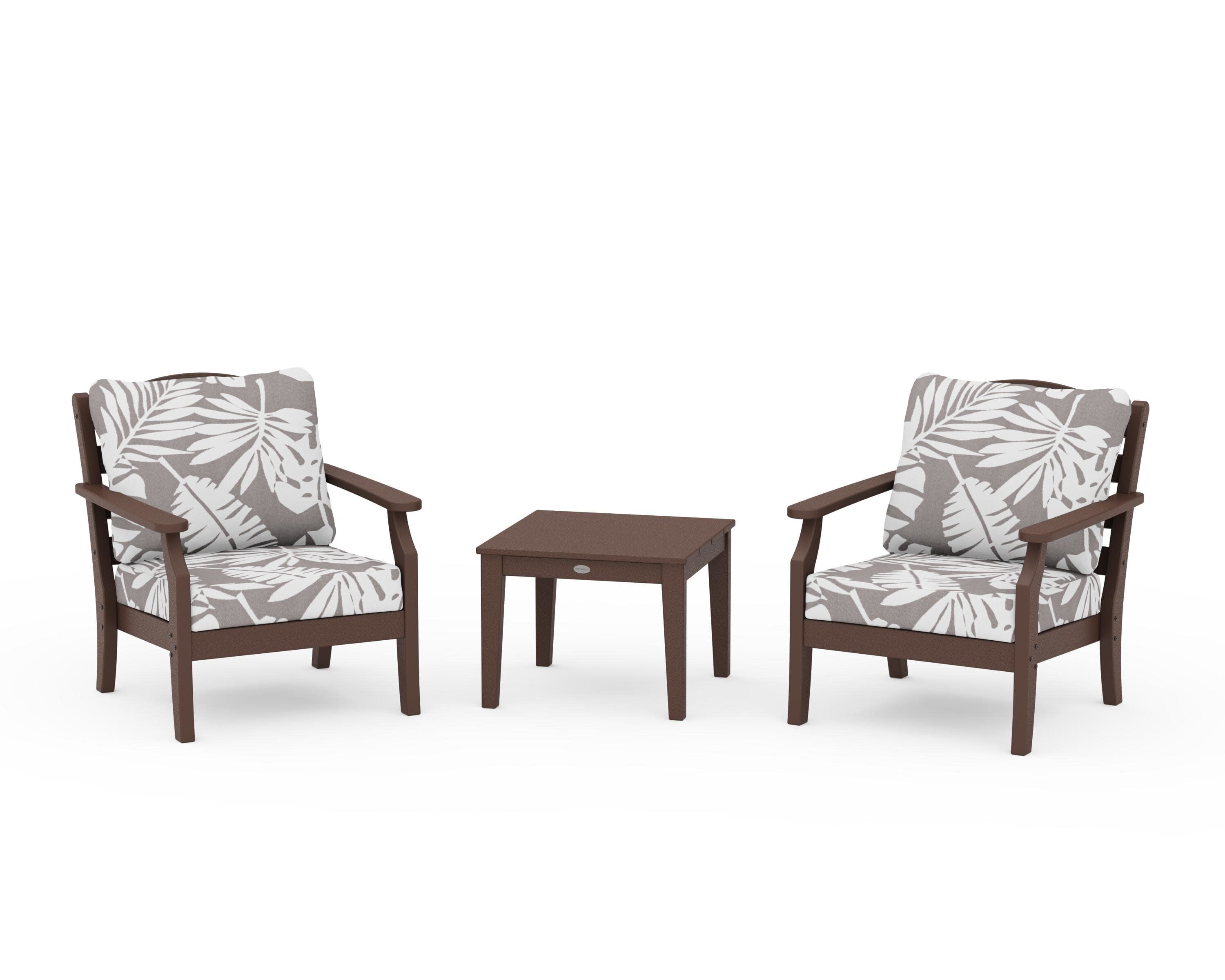 Savannah 3-Piece Deep Seating Set in Mahogany / Leaf Grey Mist