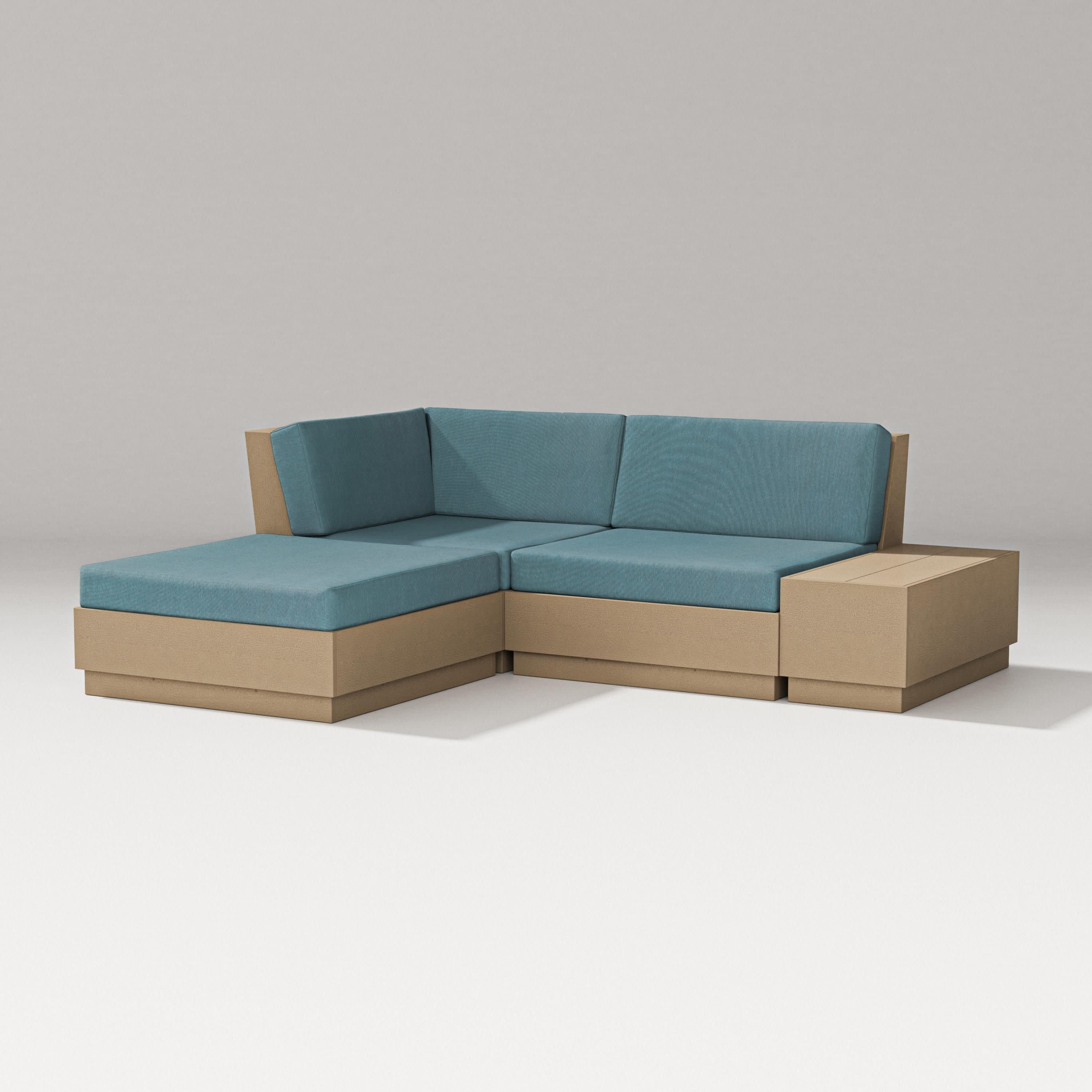 Elevate Loveseat Sectional with Chaise in Vintage Sahara / Ocean Teal