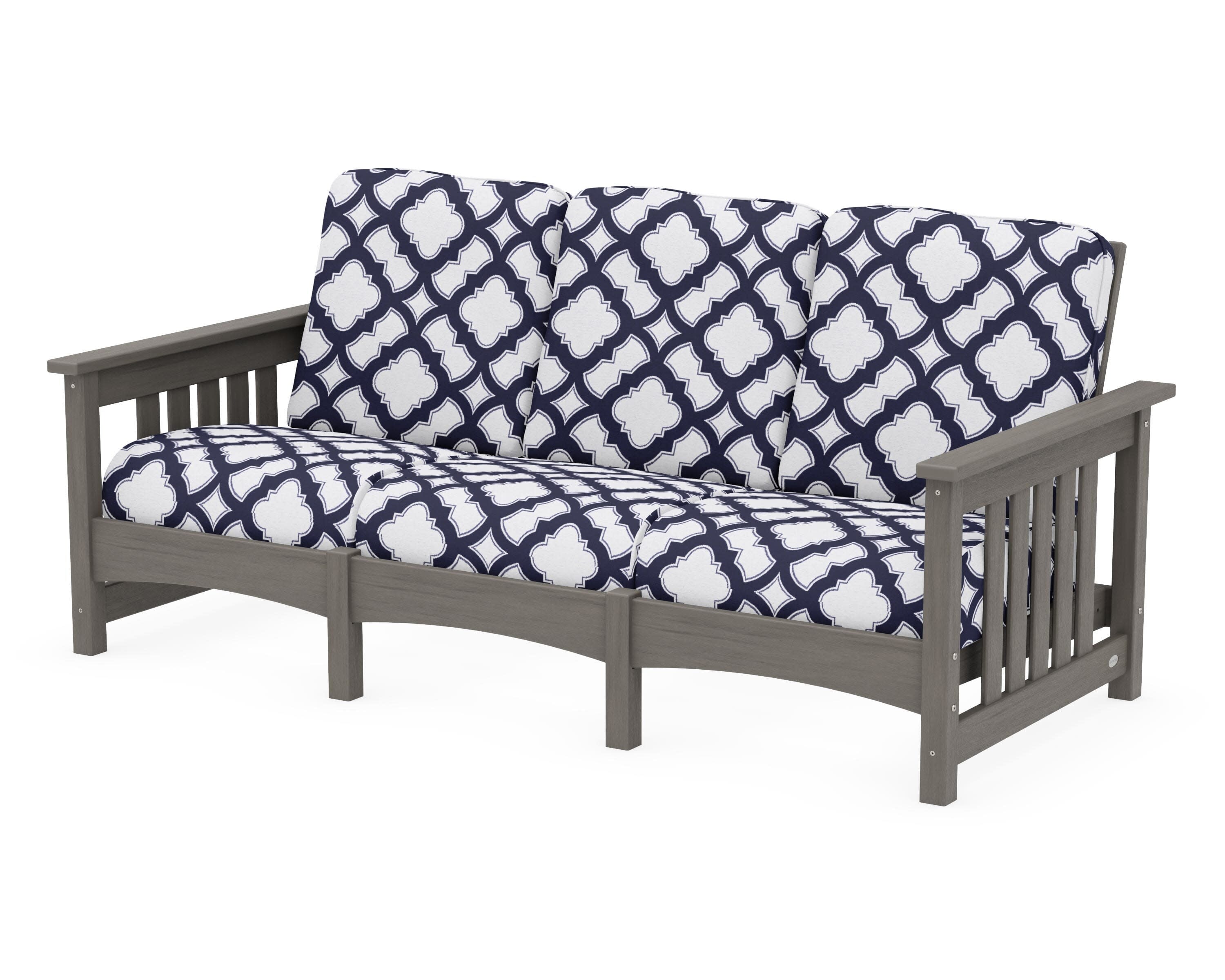Club Mission Sofa in Driftwood / Trellis Navy