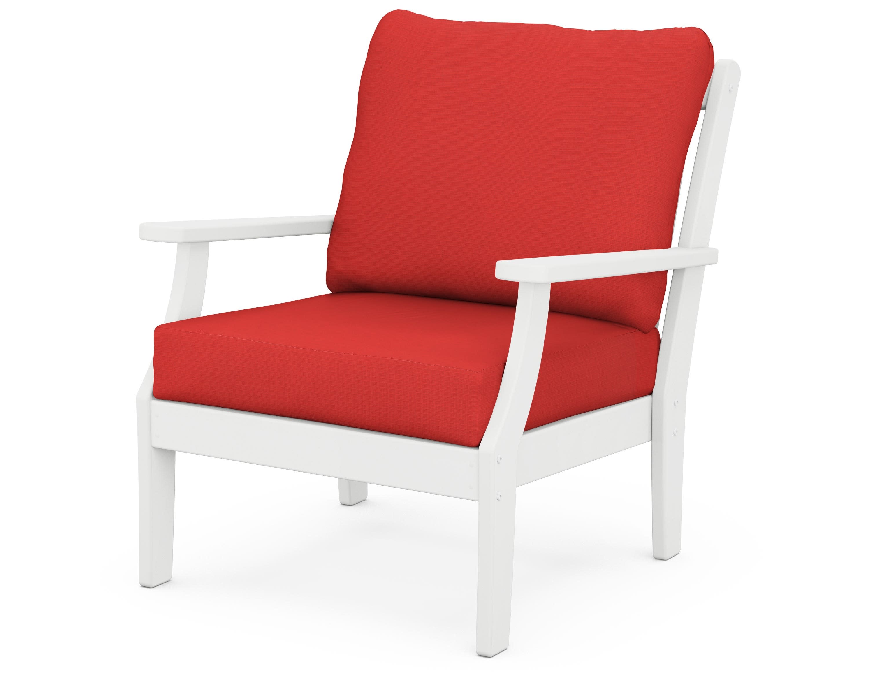 Braxton Deep Seating Chair in White / Crimson Linen