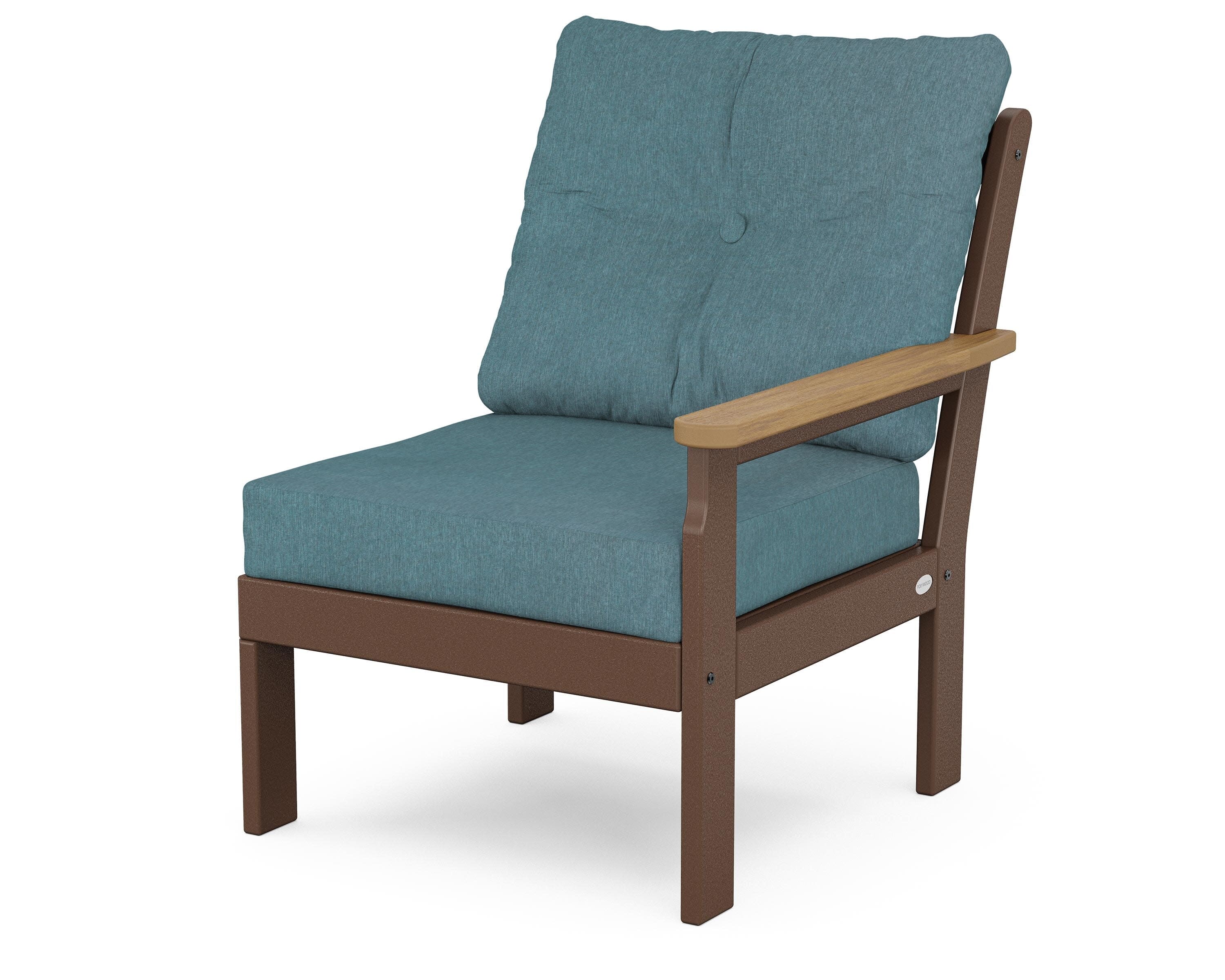Vineyard Modular Right Arm Chair in Mahogany / Natural / Ocean Teal