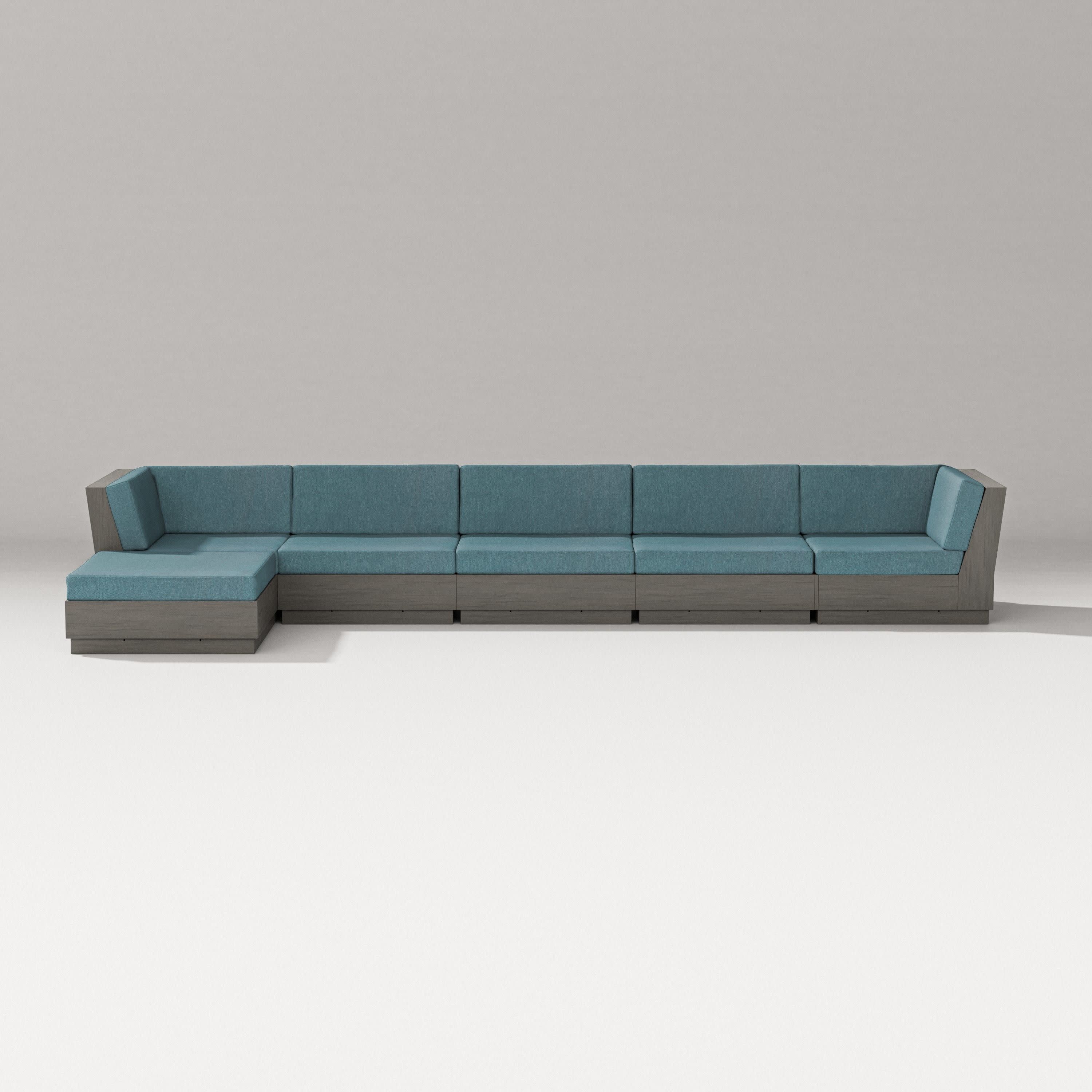 Elevate 6-Piece Chaise Sectional in Driftwood / Ocean Teal