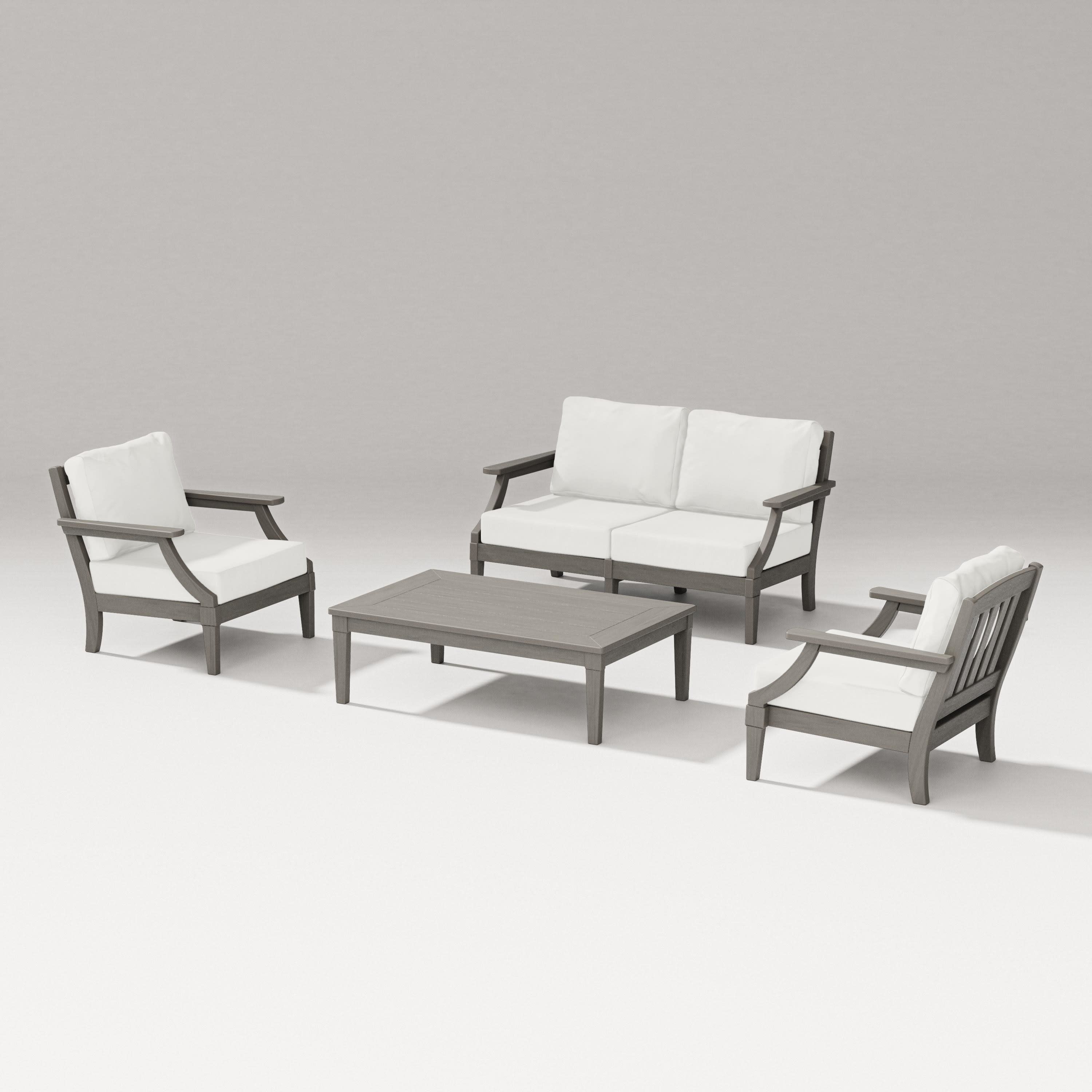 Estate Lounge 4-Piece Loveseat Set in Driftwood / Natural Linen