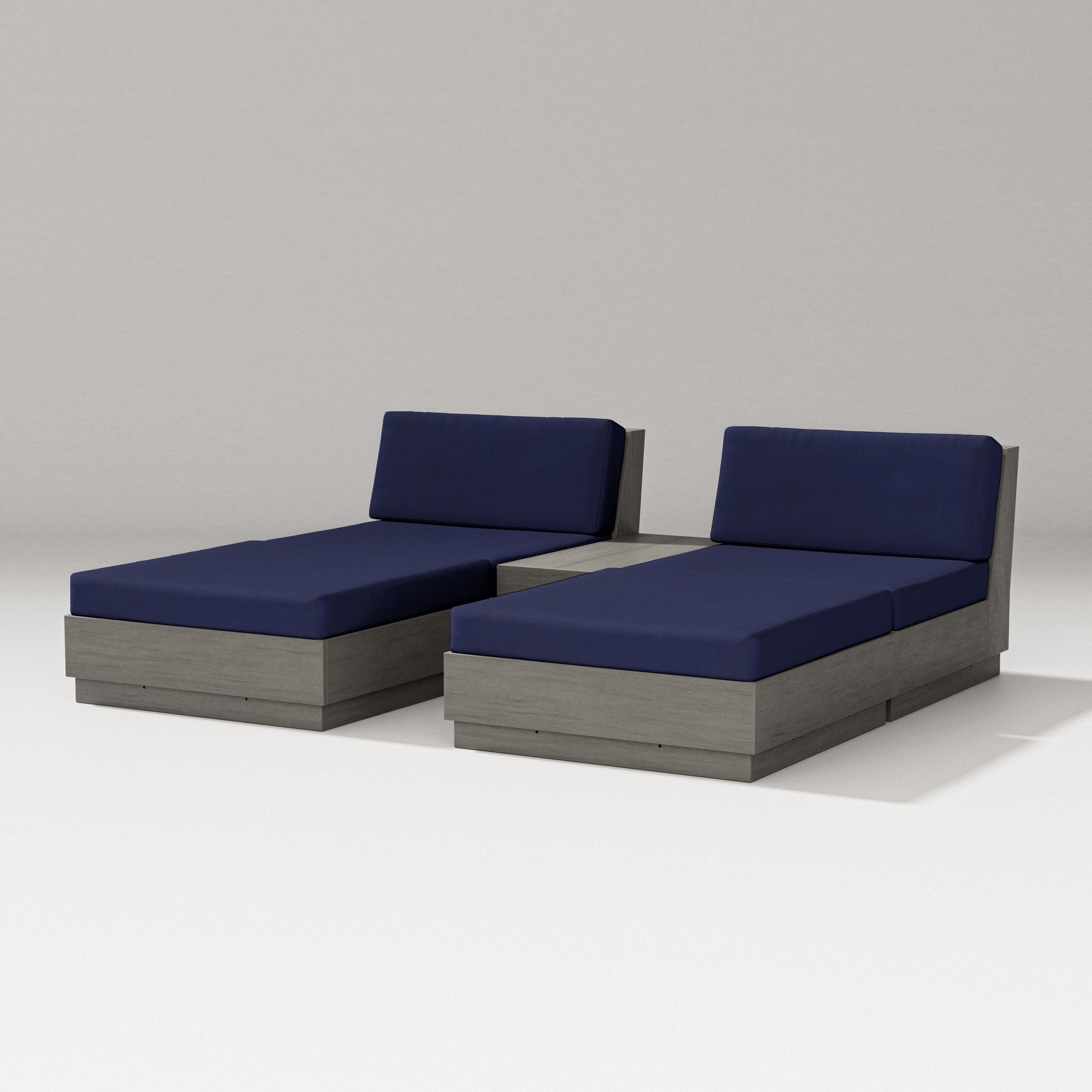 Elevate Double Chaise Set in Driftwood / Navy