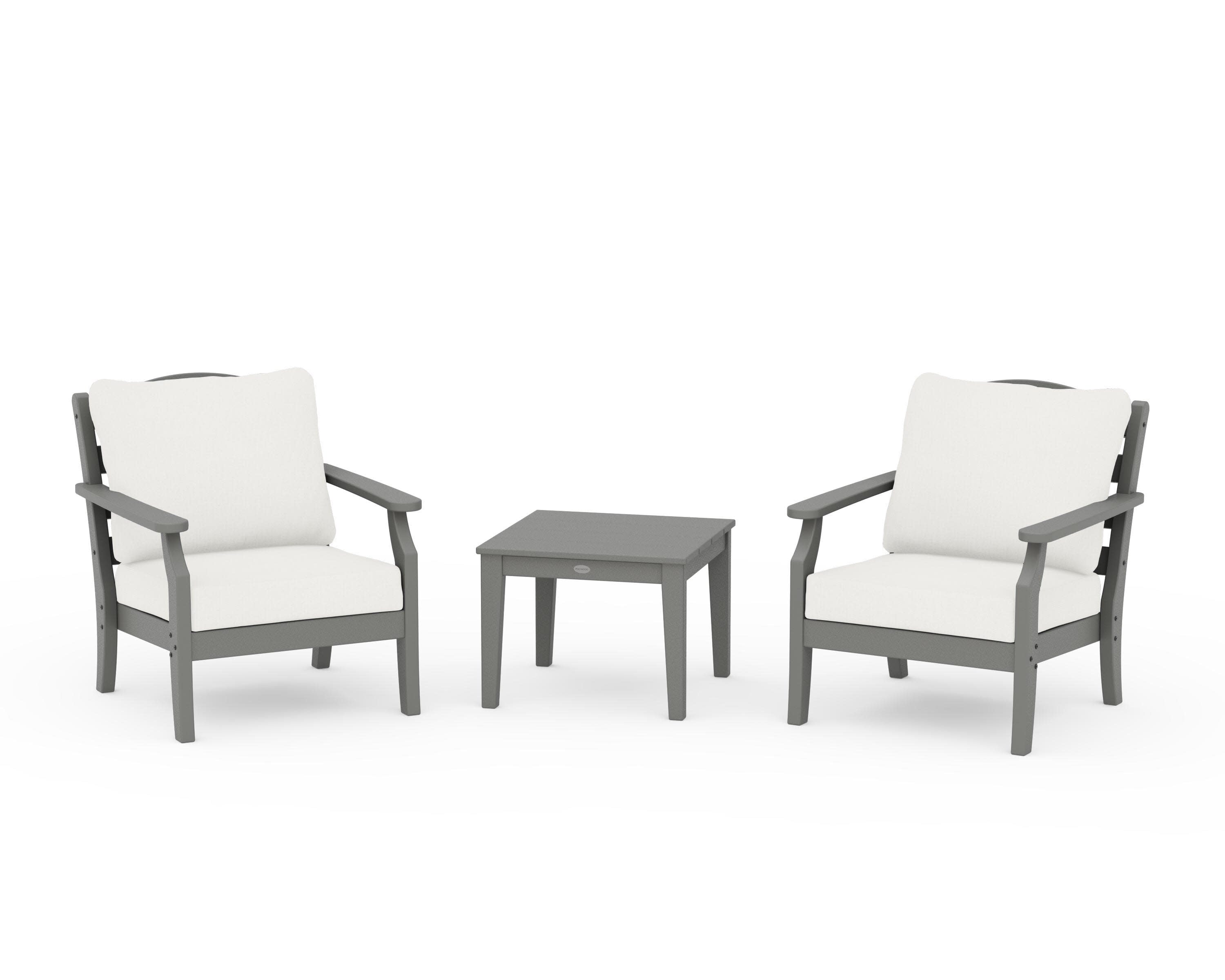 Savannah 3-Piece Deep Seating Set in Slate Grey / Natural Linen