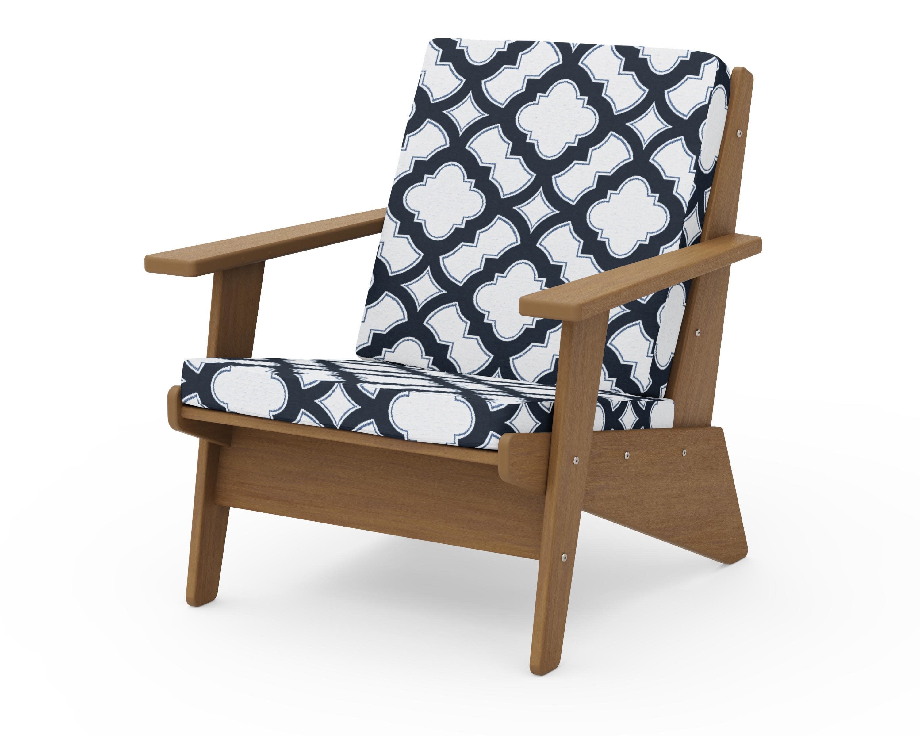 Riviera Modern Lounge Chair in Natural / Trellis Marine Indigo