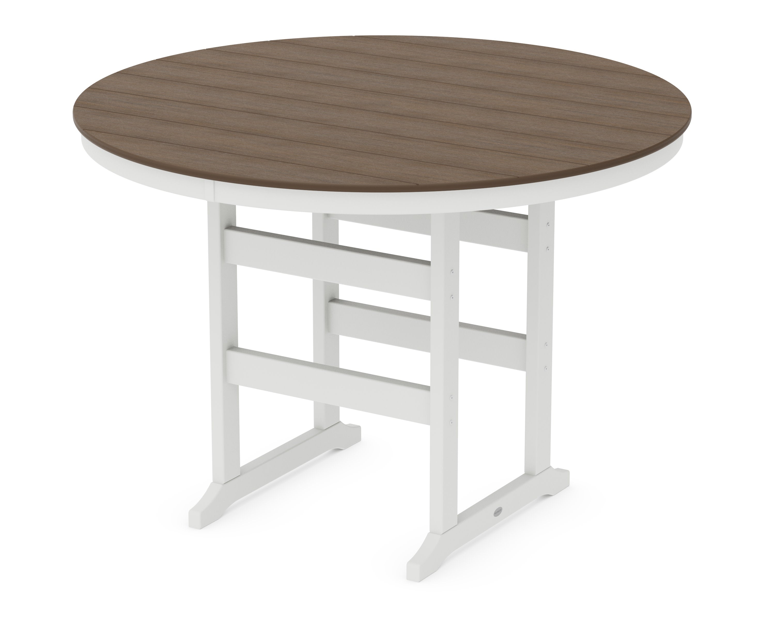 60" Round Farmhouse Bar Table in White / Kona