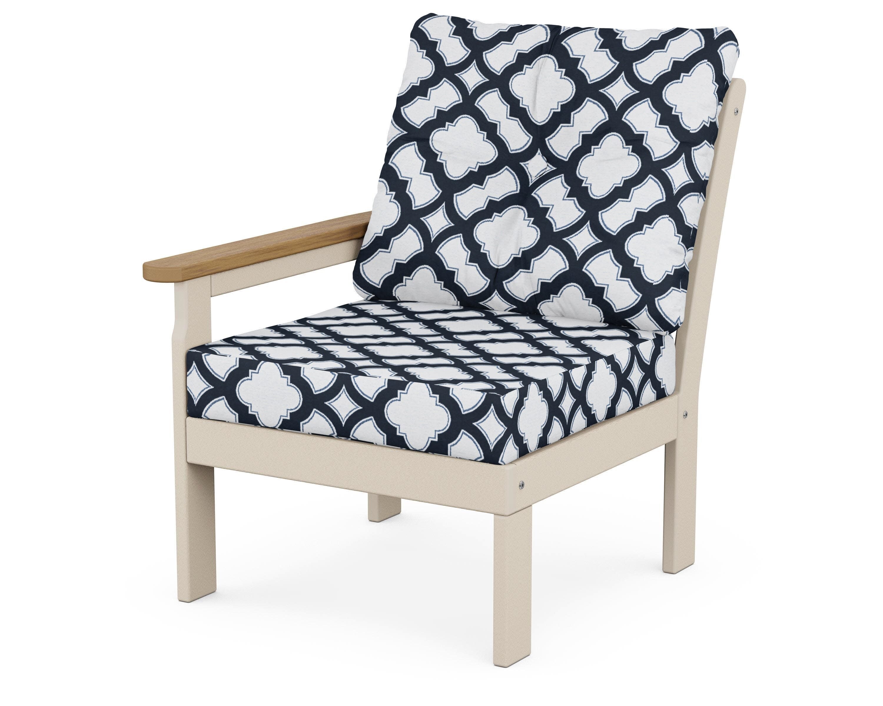 Vineyard Modular Left Arm Chair in Sand / Natural / Trellis Marine Indigo