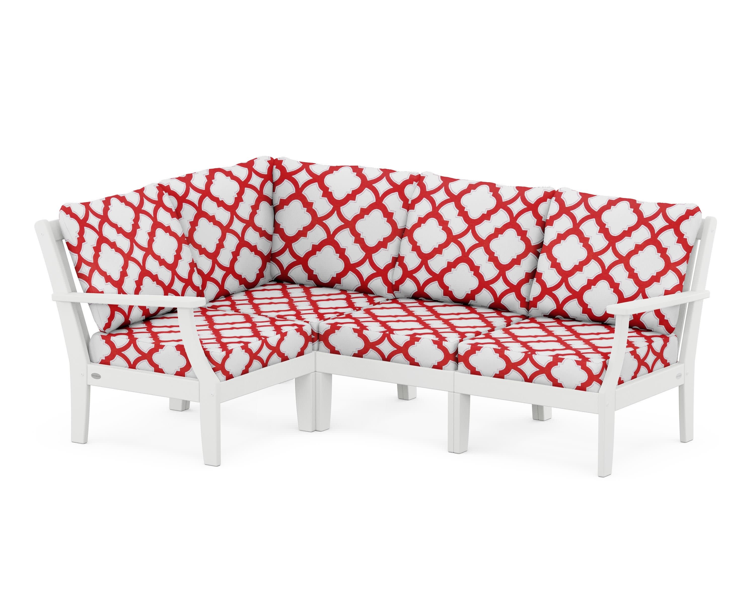 Braxton Modular 4-Piece Deep Seating Set in White / Trellis Crimson