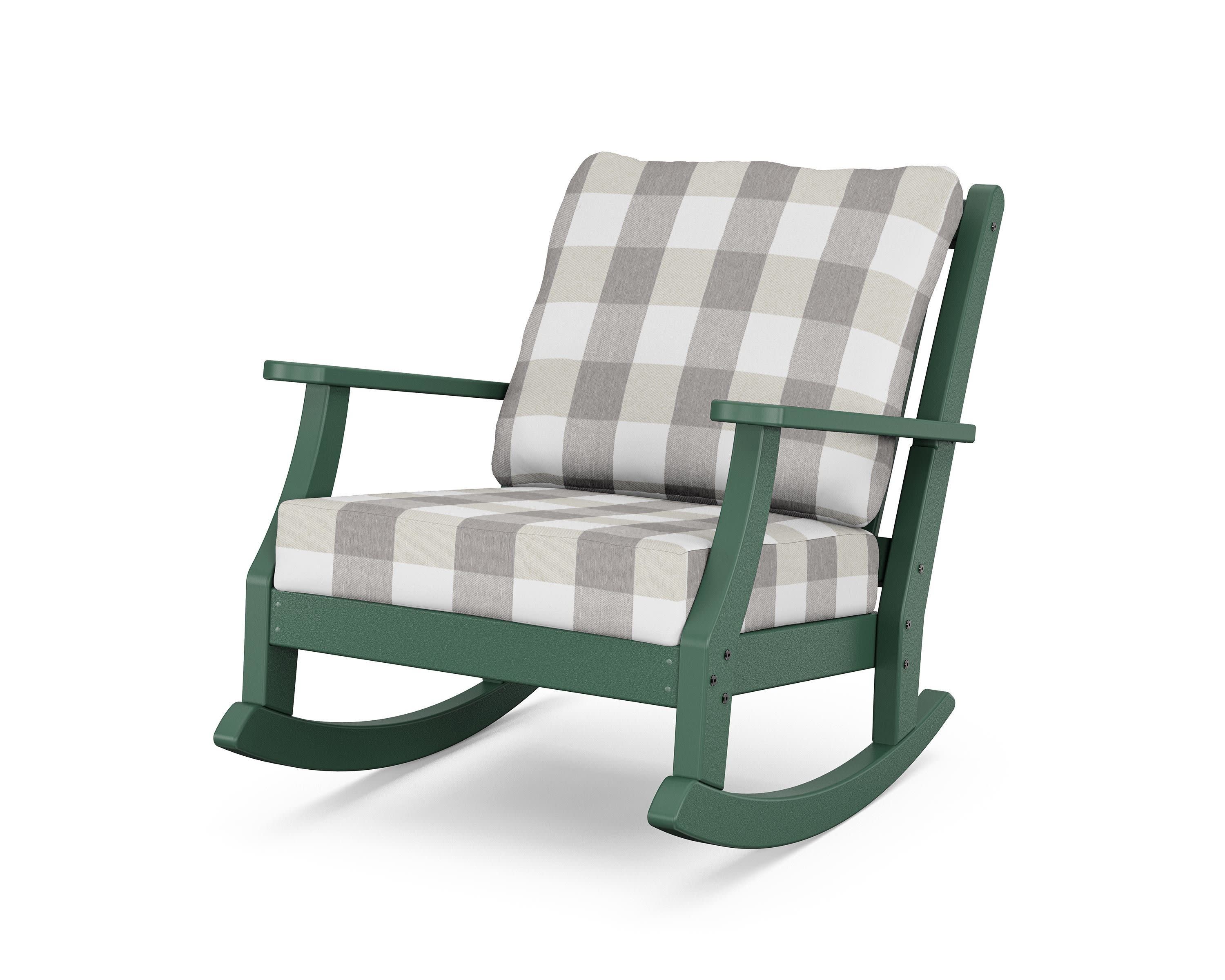 Wovendale Deep Seating Rocking Chair in Green / Buffalo Plaid Grey Mist