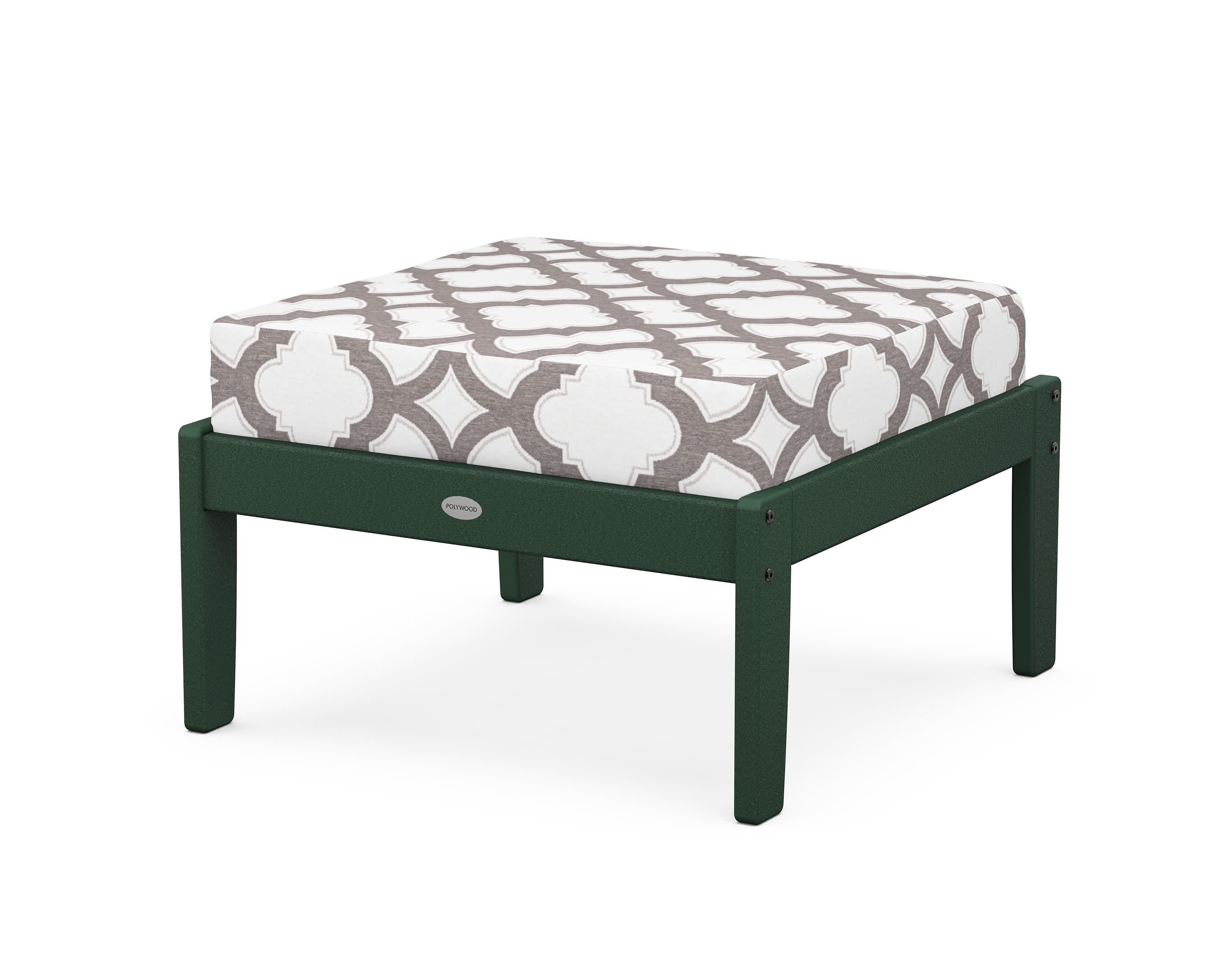 Braxton Deep Seating Ottoman in Green / Trellis Grey Mist