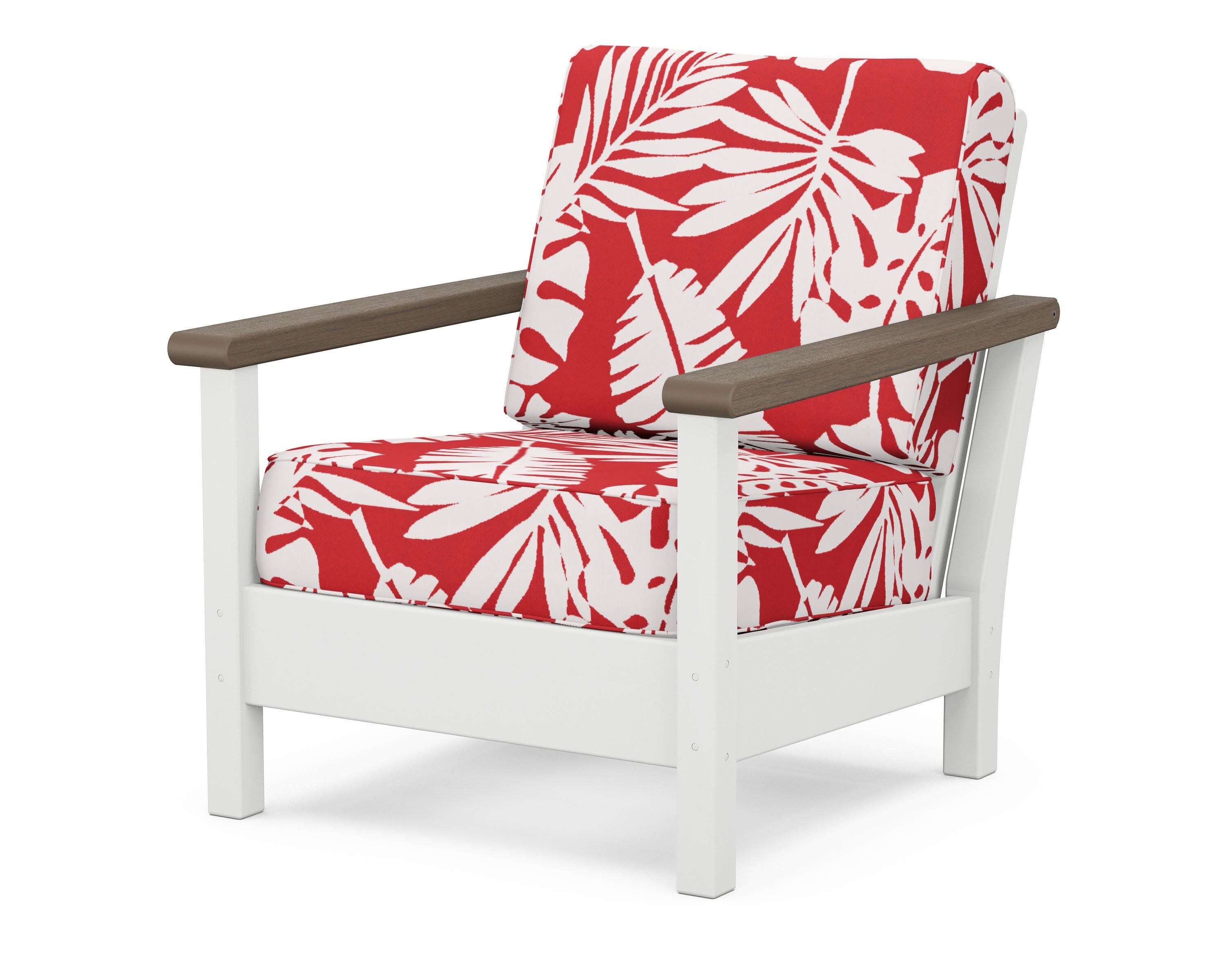 Harbour Deep Seating Chair in White / Kona / Leaf Crimson