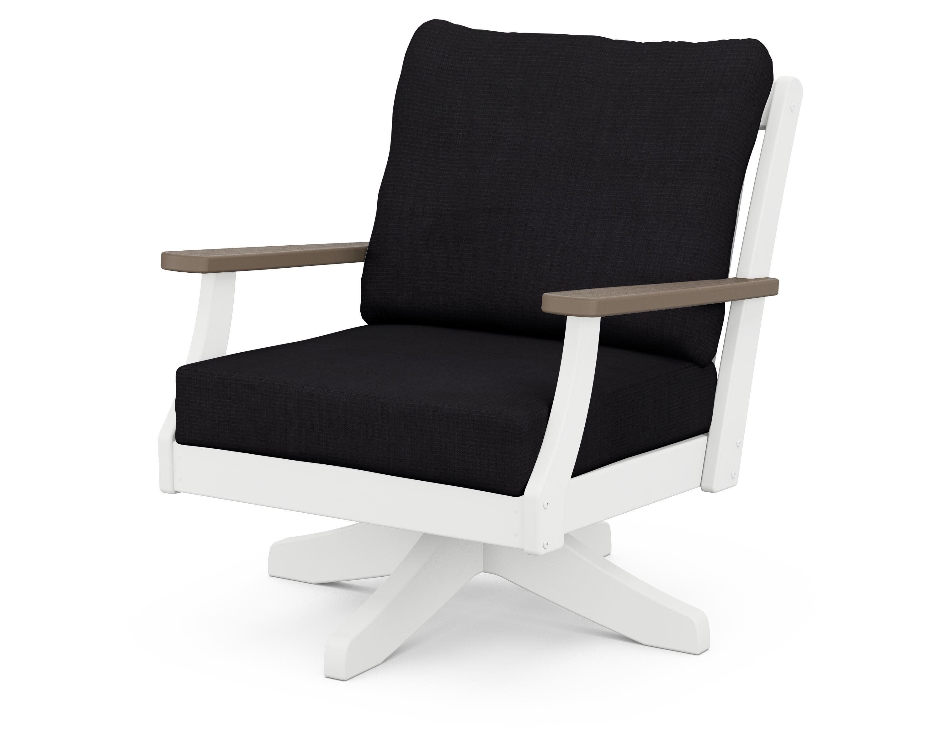 Braxton Deep Seating Swivel Chair in White / Kona / Midnight Linen