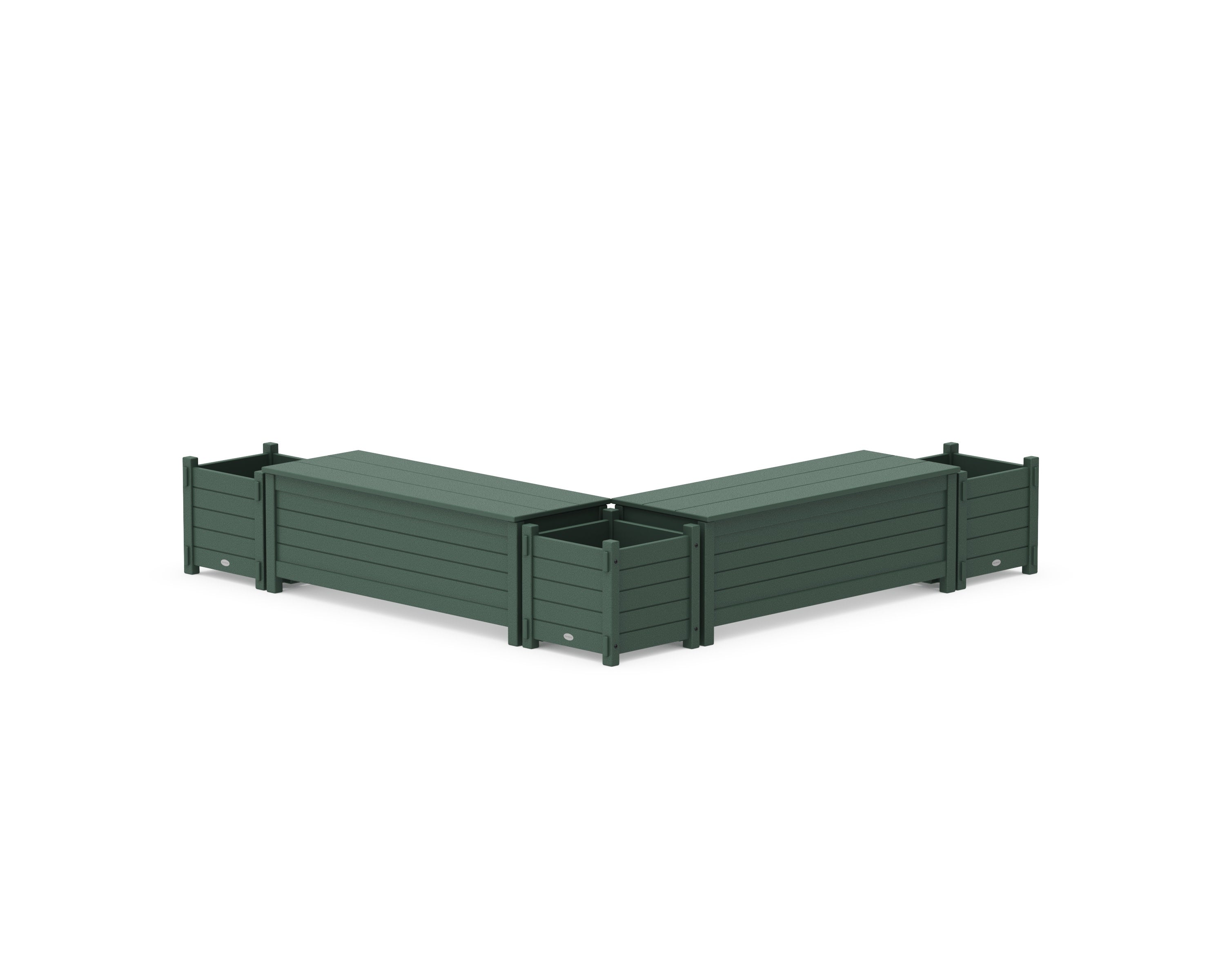 48" Nautical L- Shaped Planter Storage Bench Corner Set in Green