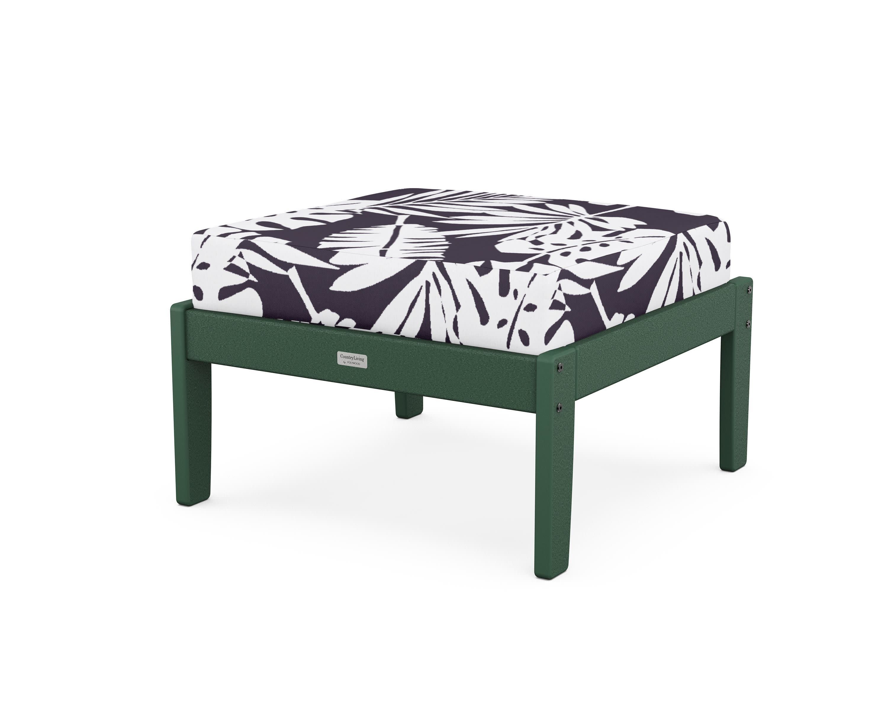 Cottage Deep Seating Ottoman in Green / Leaf Navy