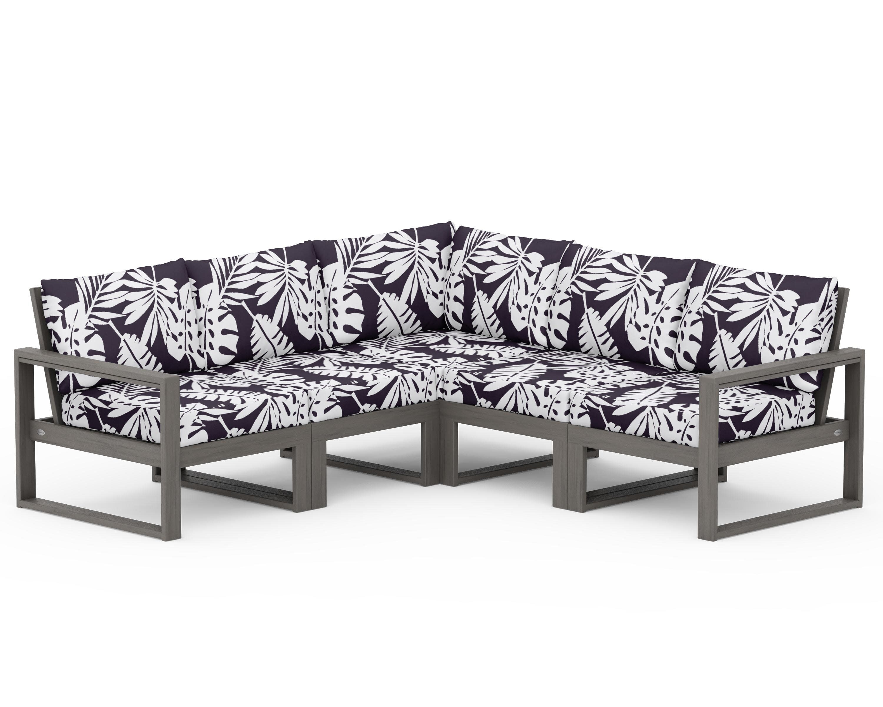 EDGE 5-Piece Modular Deep Seating Set in Driftwood / Leaf Navy
