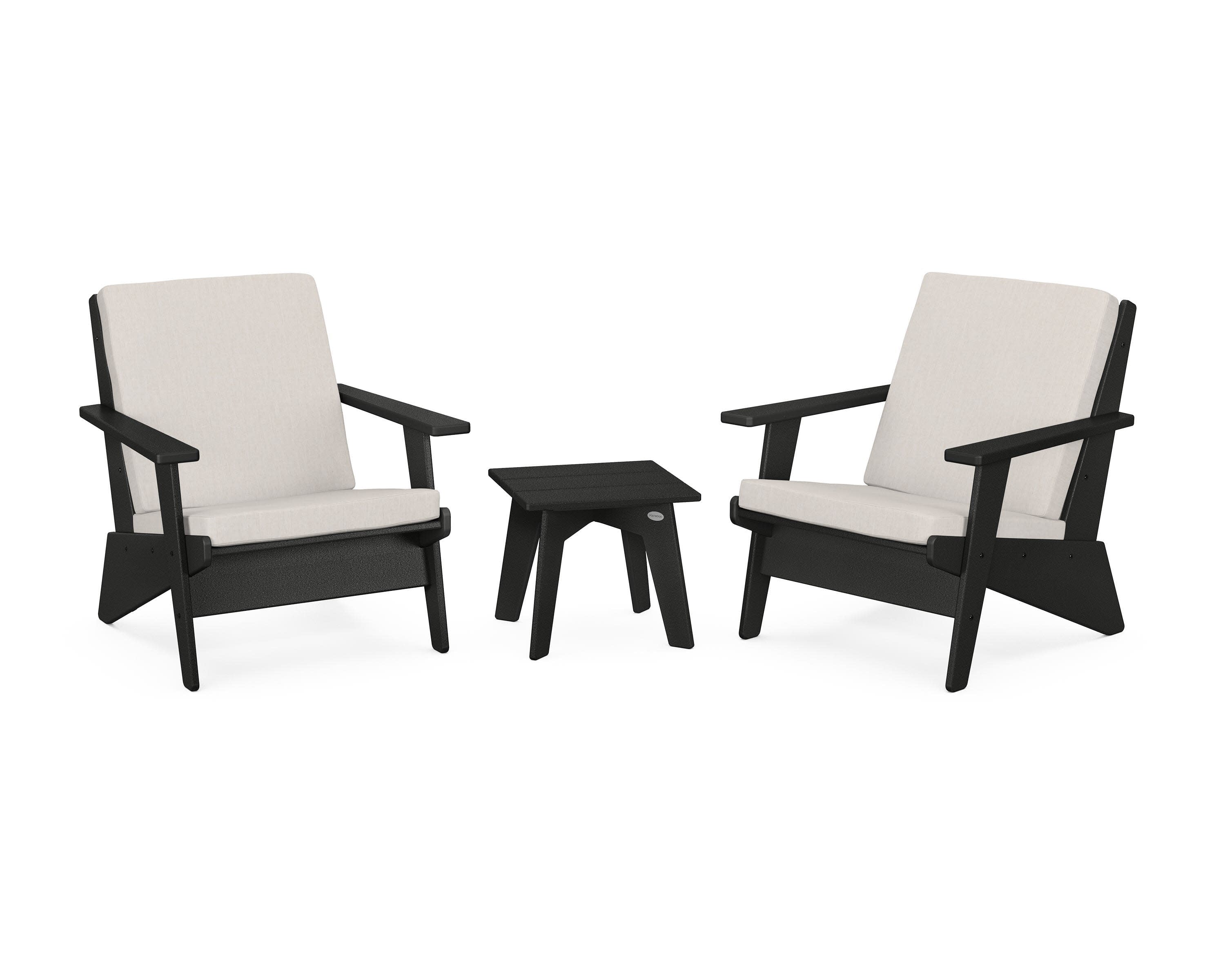 Riviera Modern Lounge 3-Piece Set in Black / Cast Ash