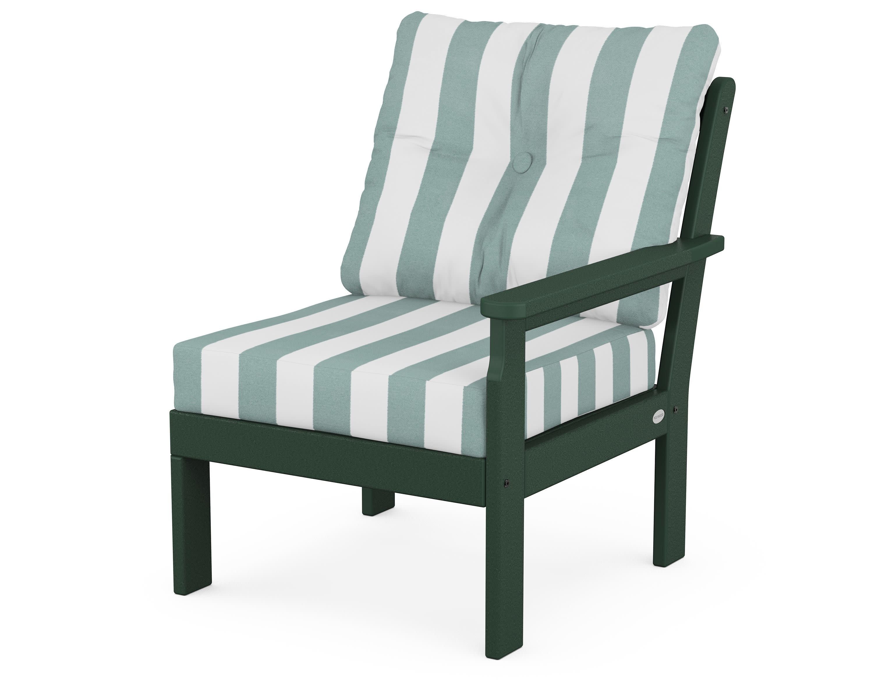 Vineyard Modular Right Arm Chair in Green / Cabana Stripe Glacier Spa