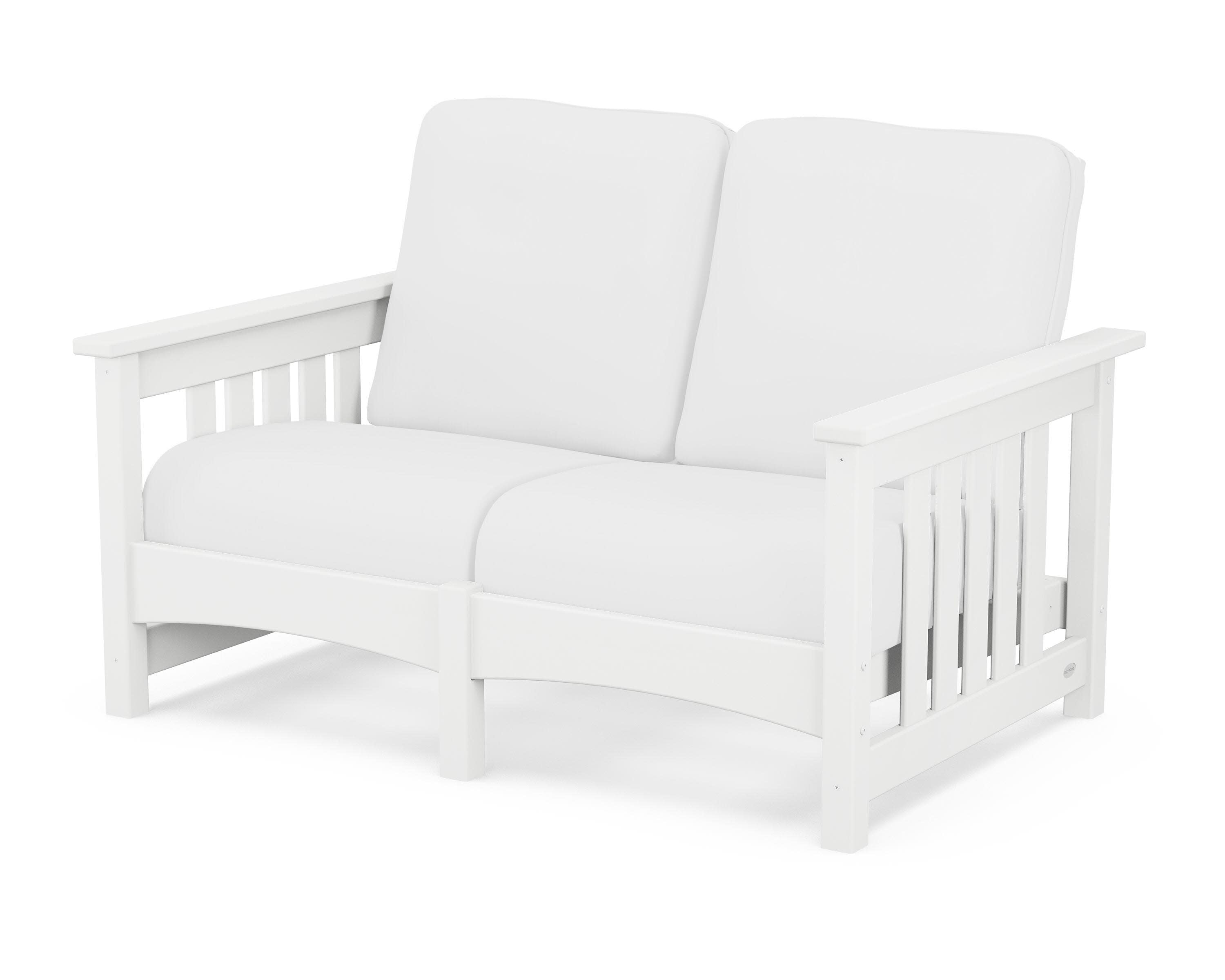 Club Mission Loveseat in White / Natural