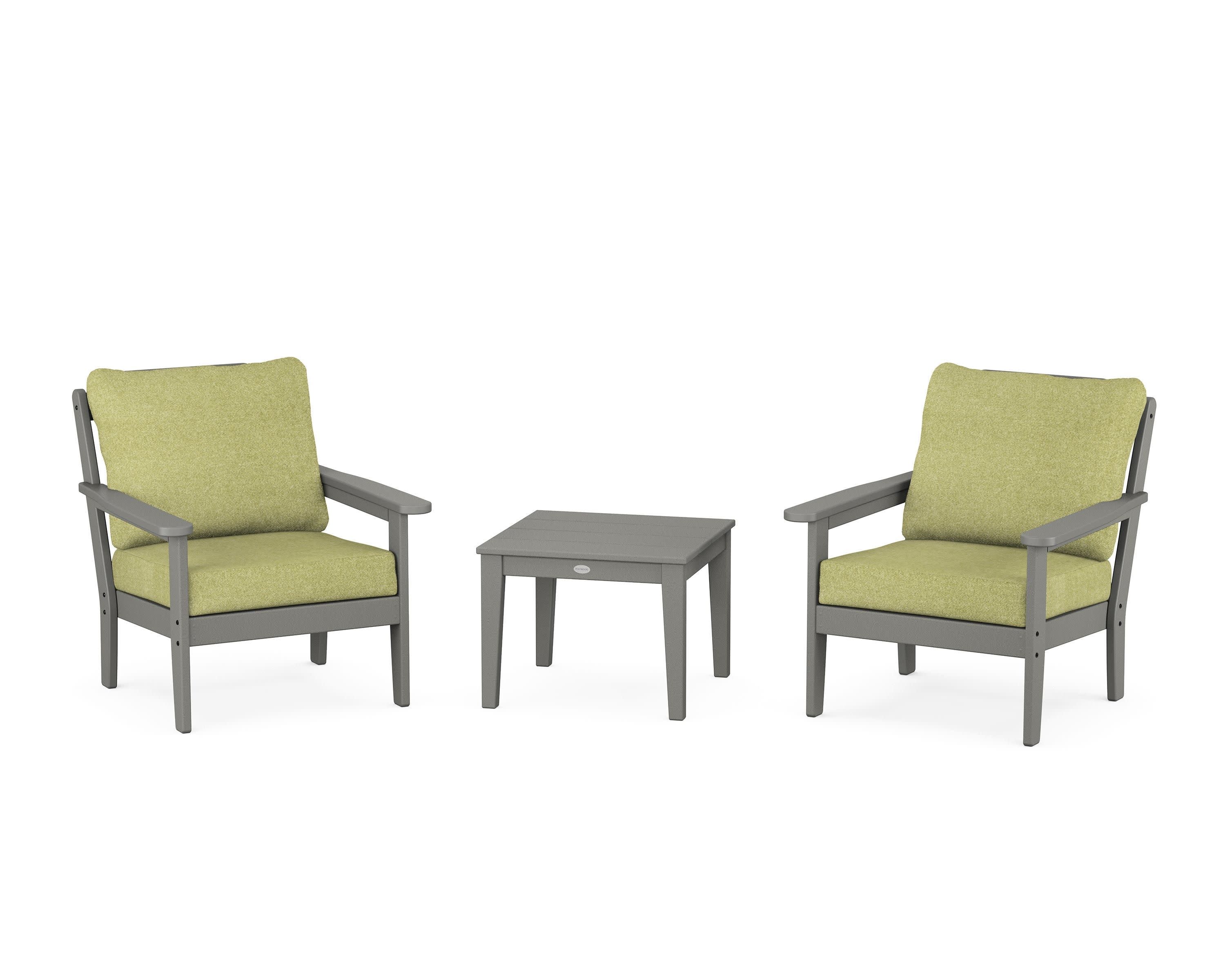 Cottage 3-Piece Deep Seating Set in Slate Grey / Chartreuse Boucle