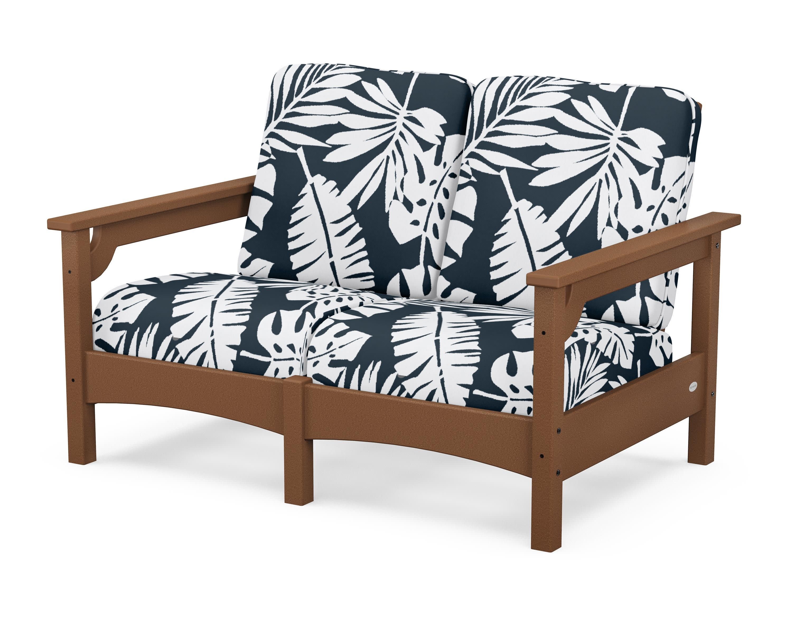 Club Loveseat in Teak / Leaf Marine Indigo