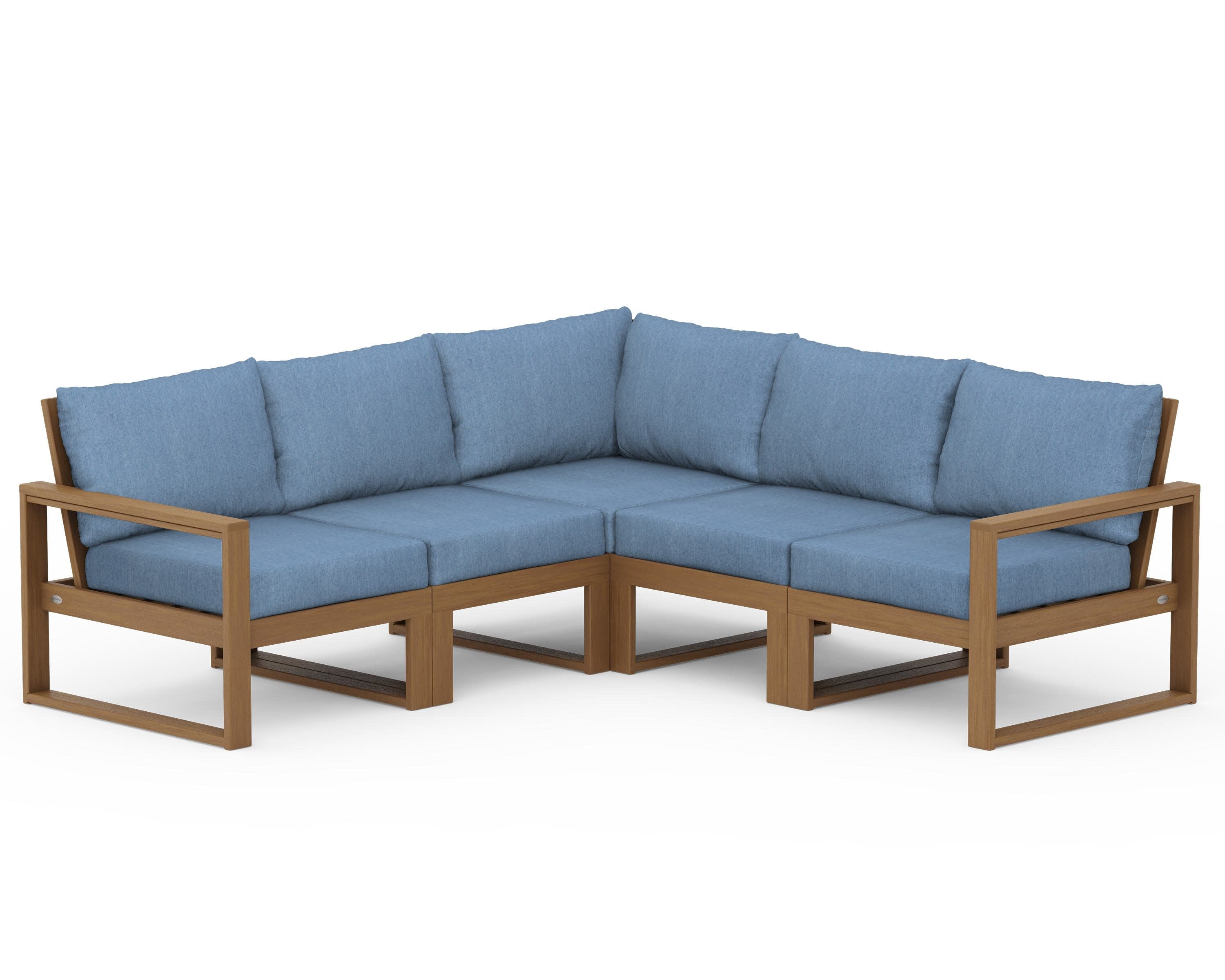 EDGE 5-Piece Modular Deep Seating Set in Natural / Sky Blue