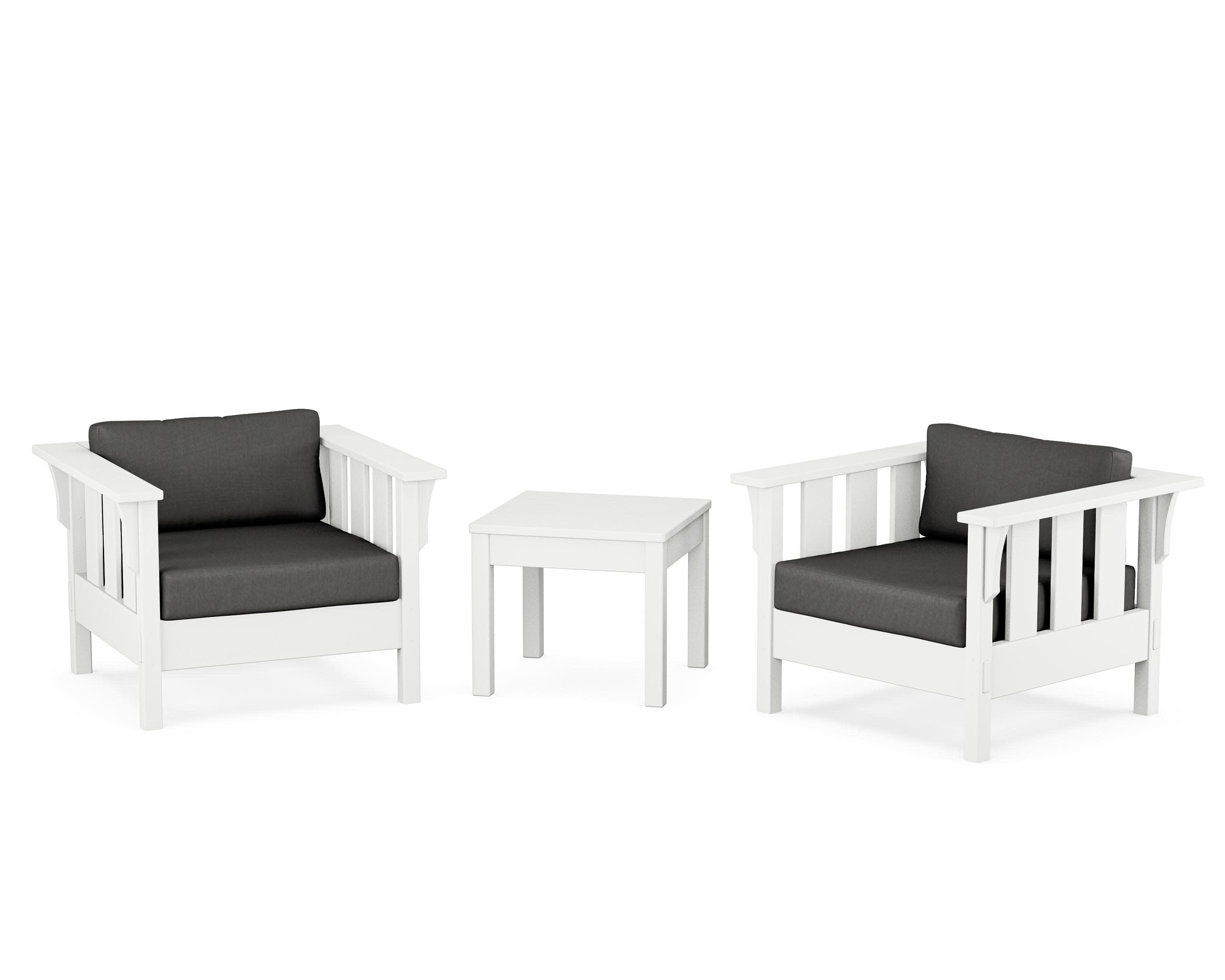 Acadia 3-Piece Deep Seating Set in White / Spectrum Carbon