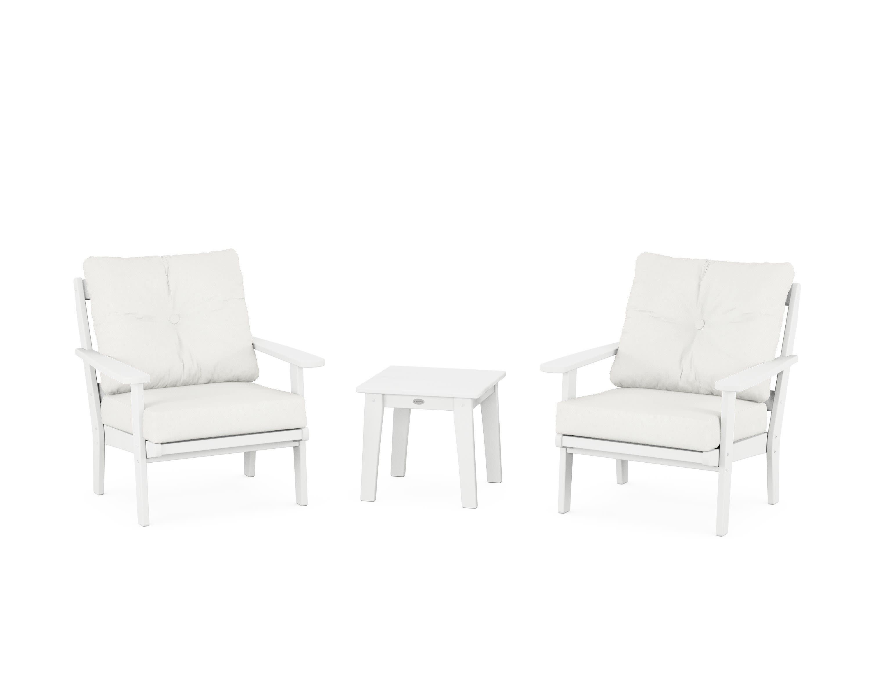 Mission 3-Piece Deep Seating Set in White / Natural Linen