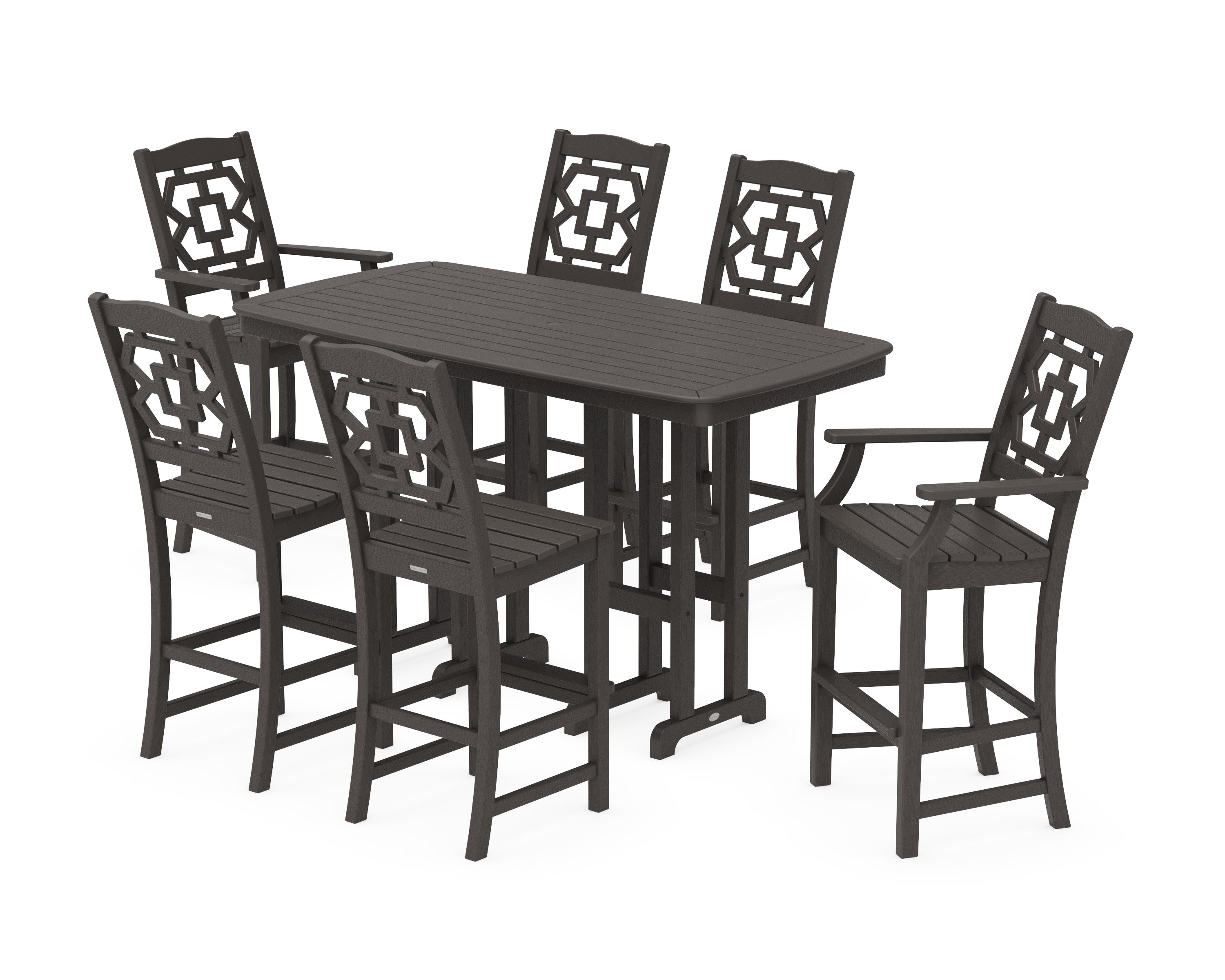 Chinoiserie 7-Piece Bar Set in Vintage Coffee