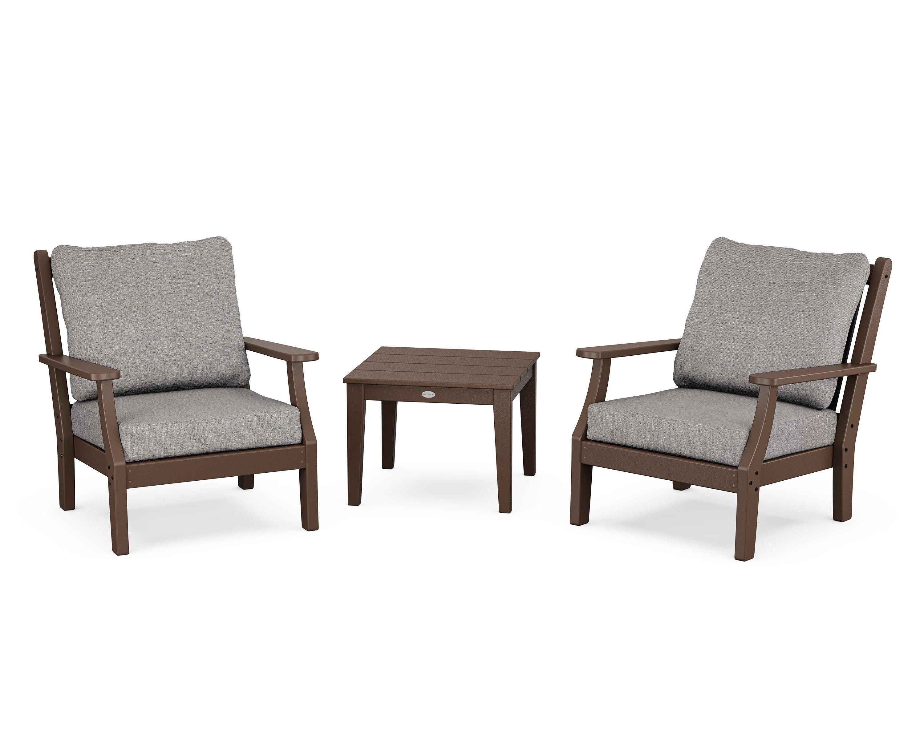 Wovendale 3-Piece Deep Seating Set in Mahogany / Grey Mist