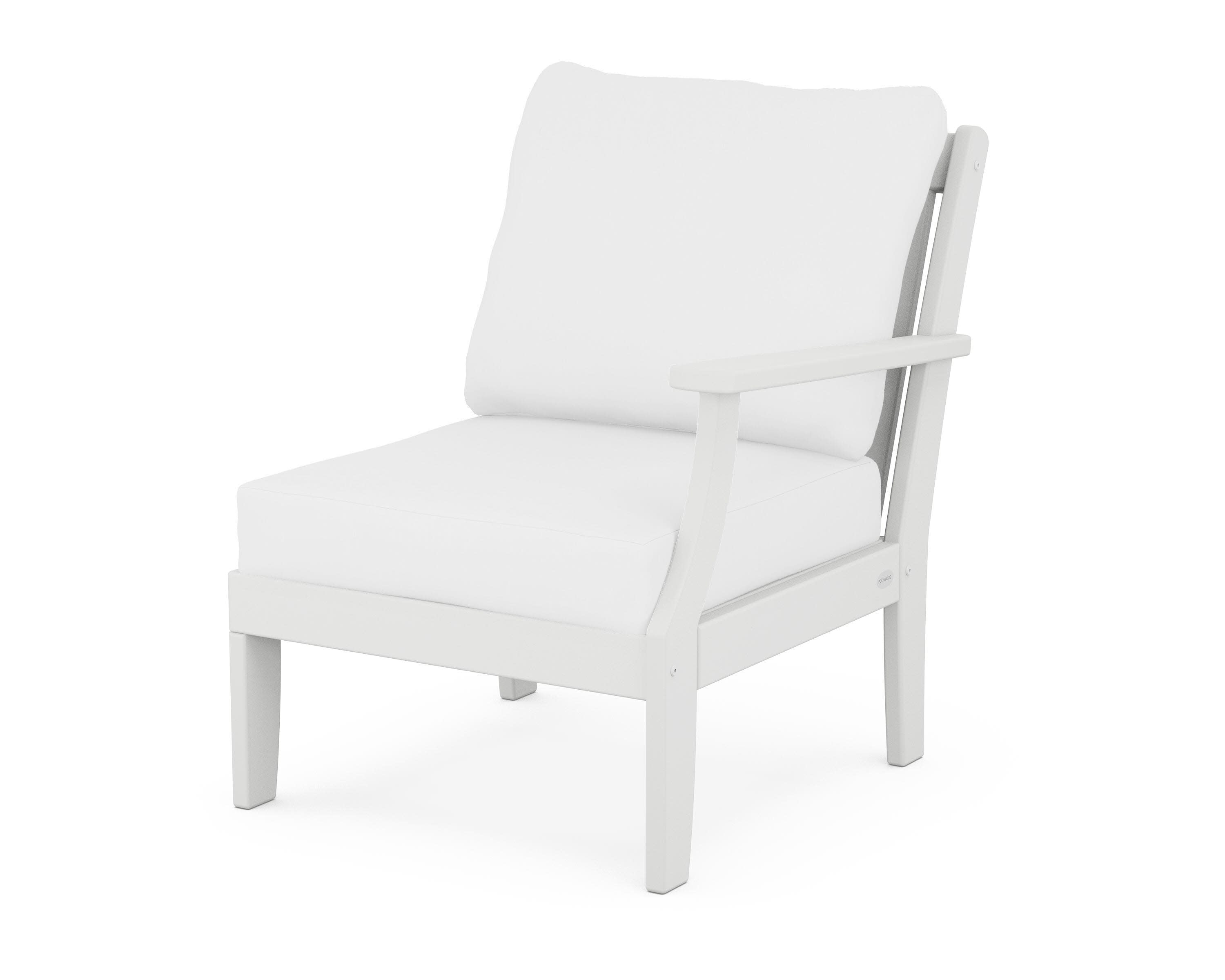 Braxton Modular Right Arm Chair in White / Natural