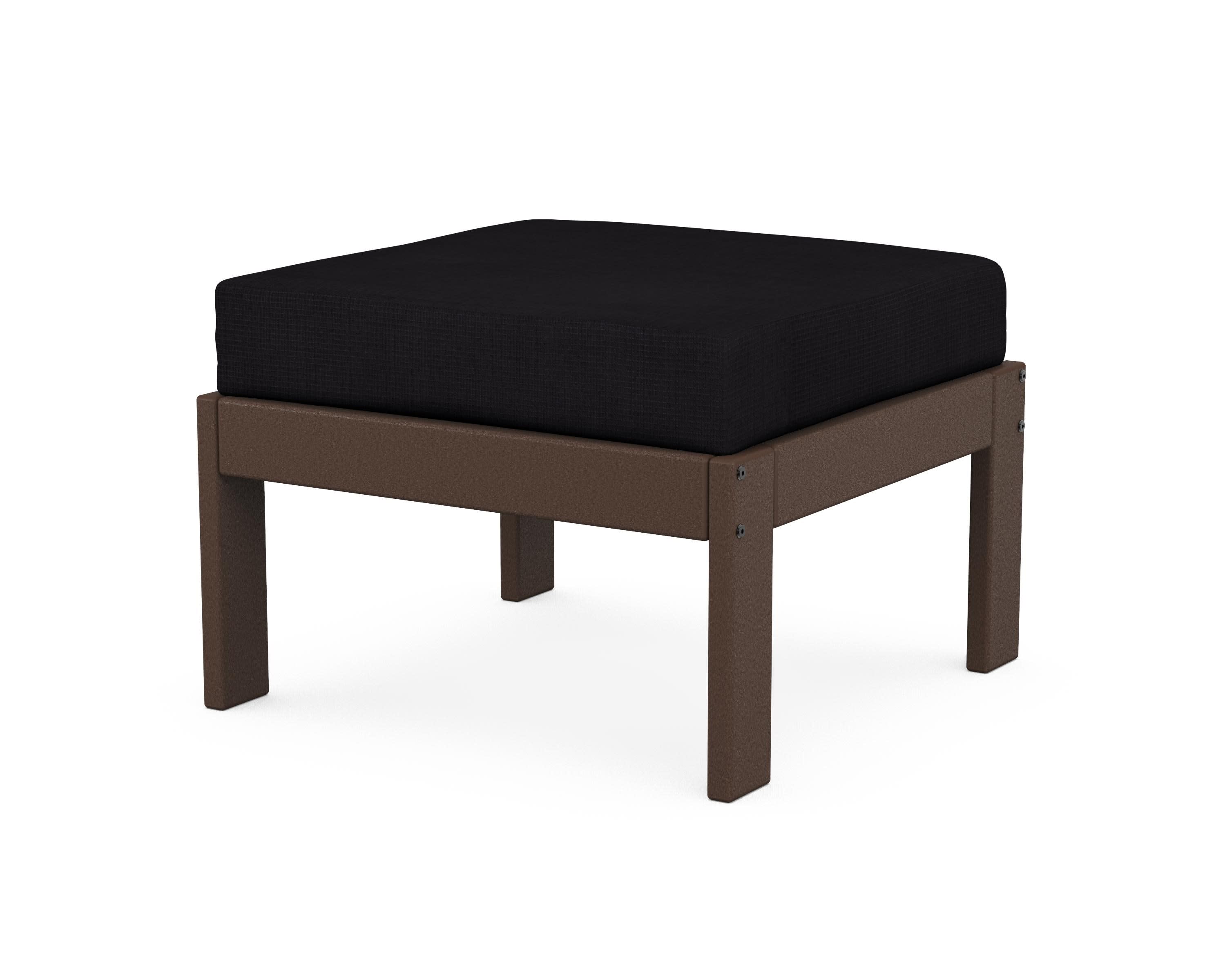Vineyard Modular Ottoman in Mahogany / Midnight Linen