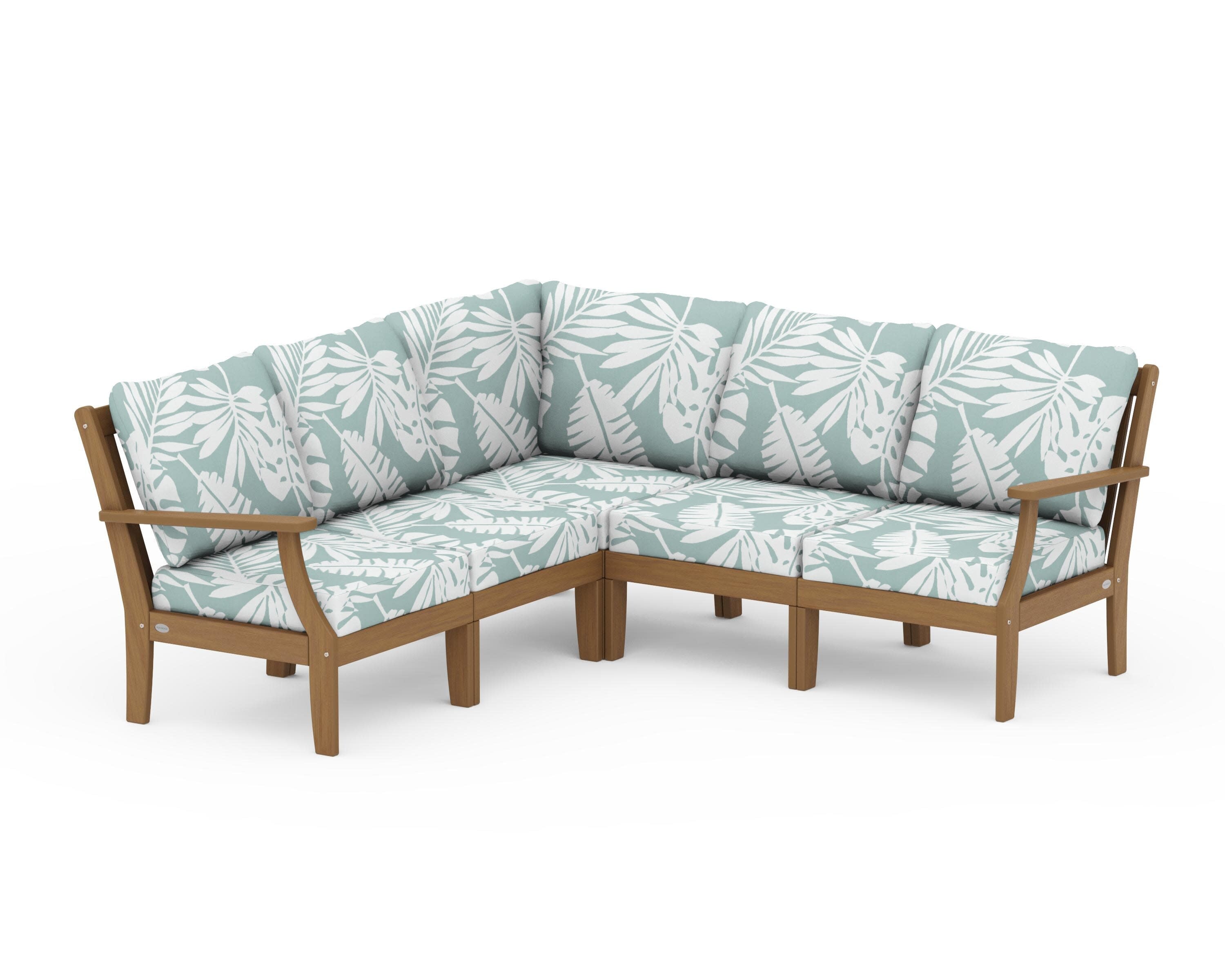 Braxton Modular 5-Piece Deep Seating Set in Natural / Leaf Glacier Spa